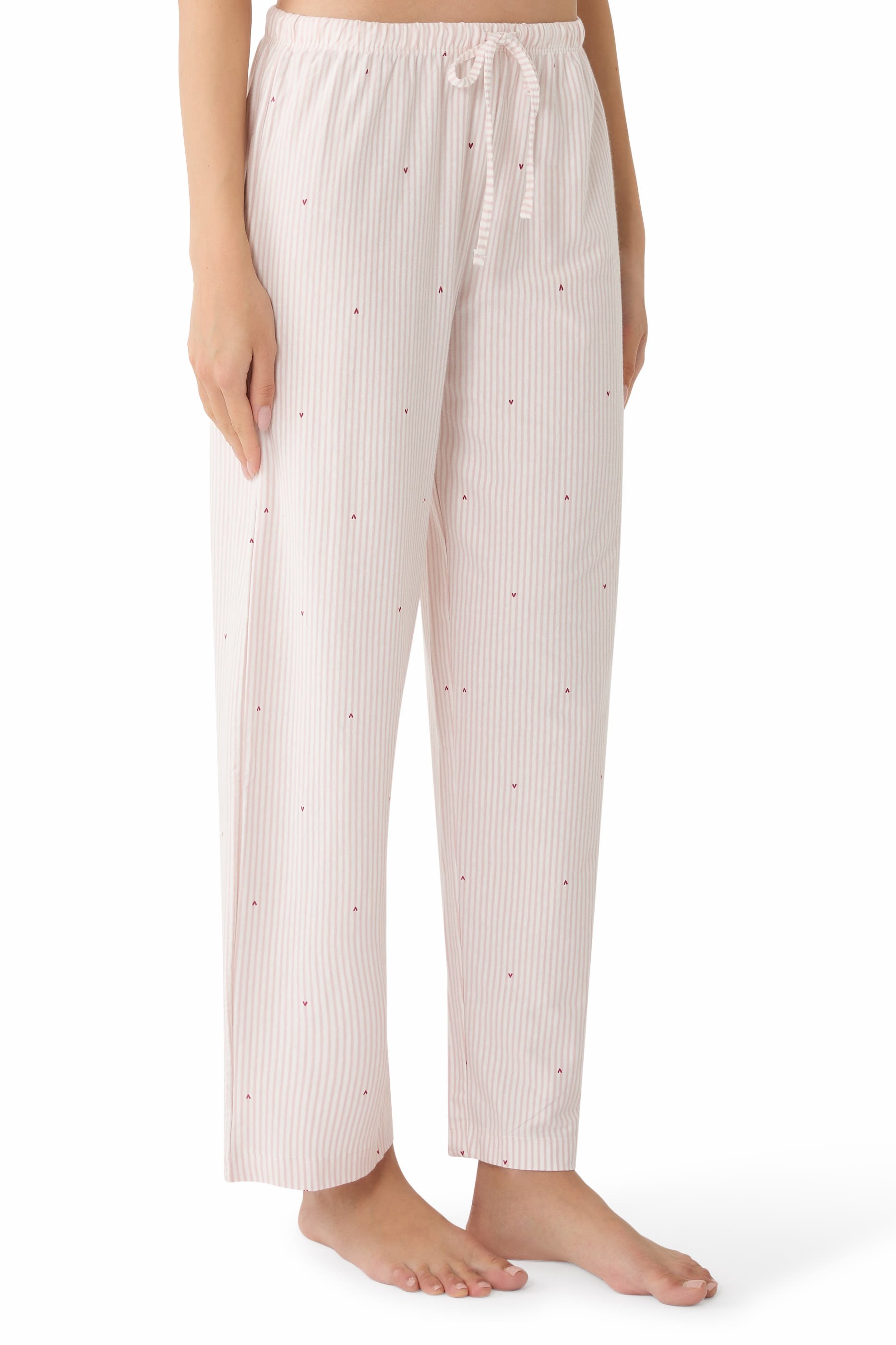 Brushed Organic Cotton Heart Stripe Classic Pajama Set