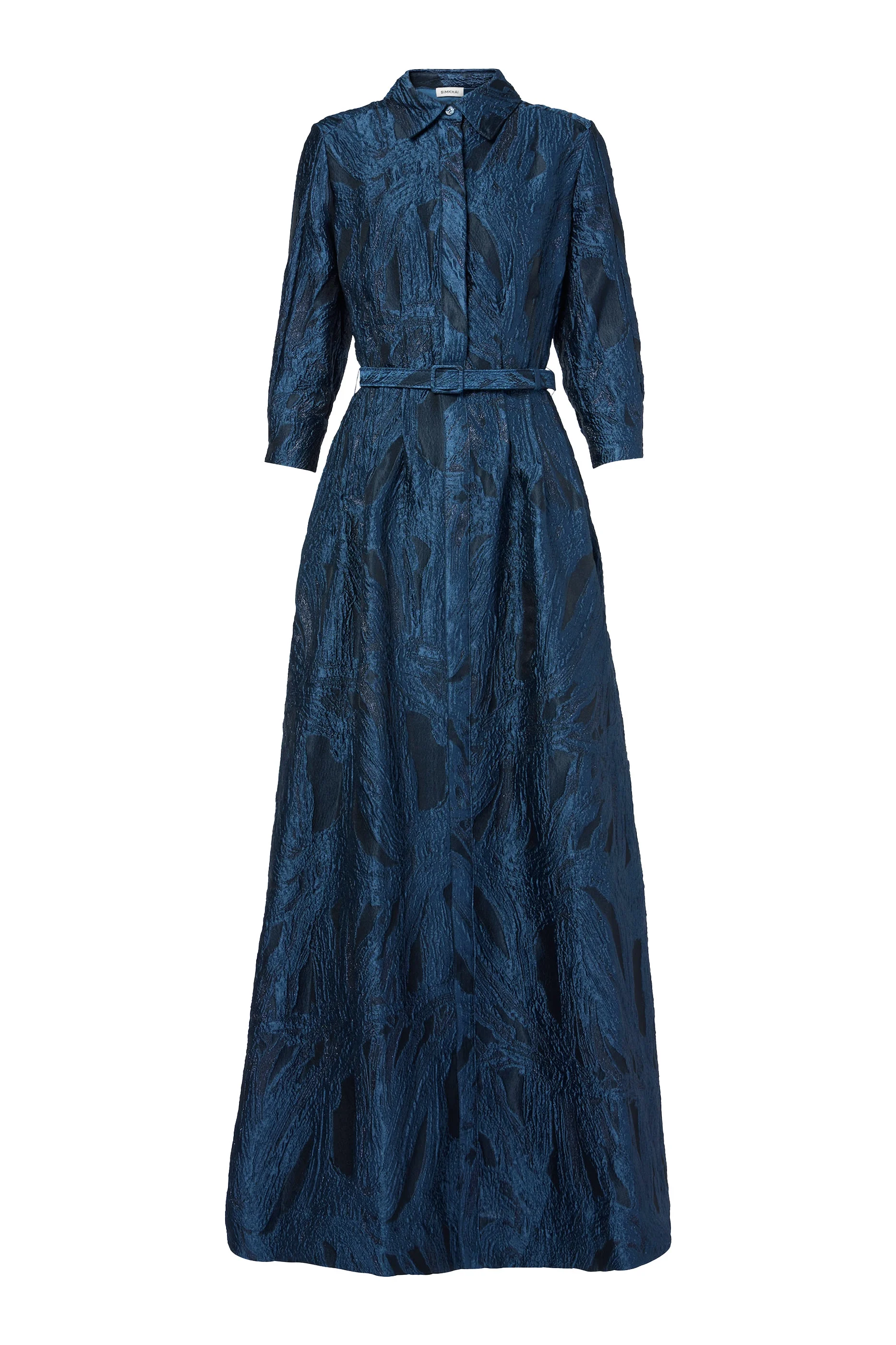 Courtney Belted Cloque Maxi Dress