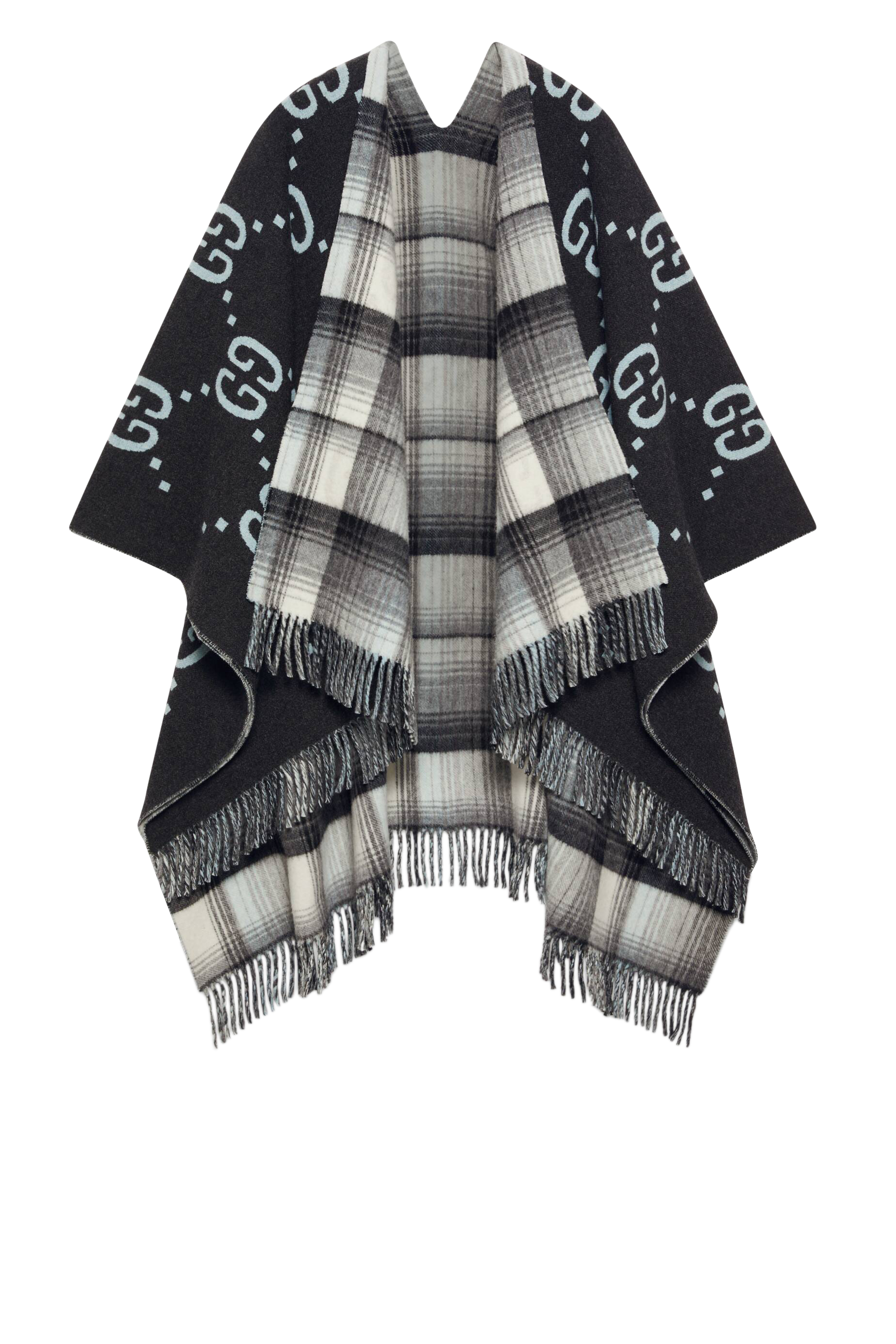 Reversible GG Wool Poncho