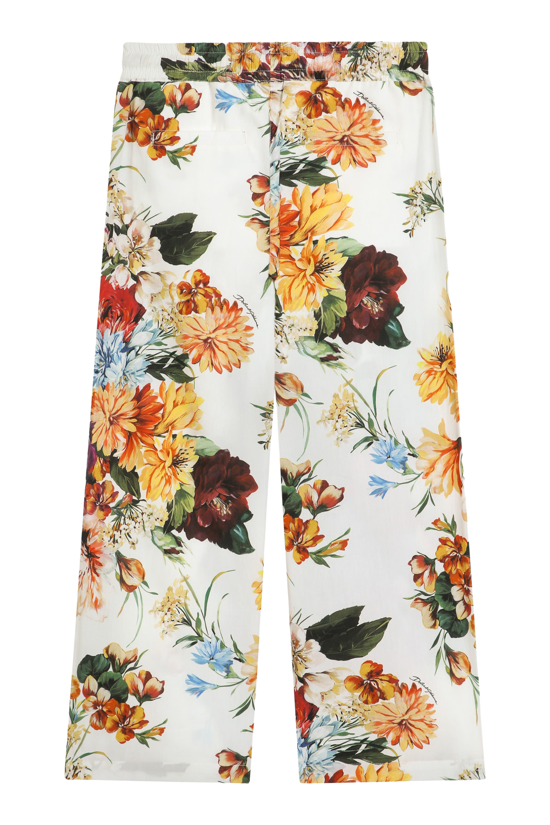 Kids Flower-Print Cotton Poplin Trousers