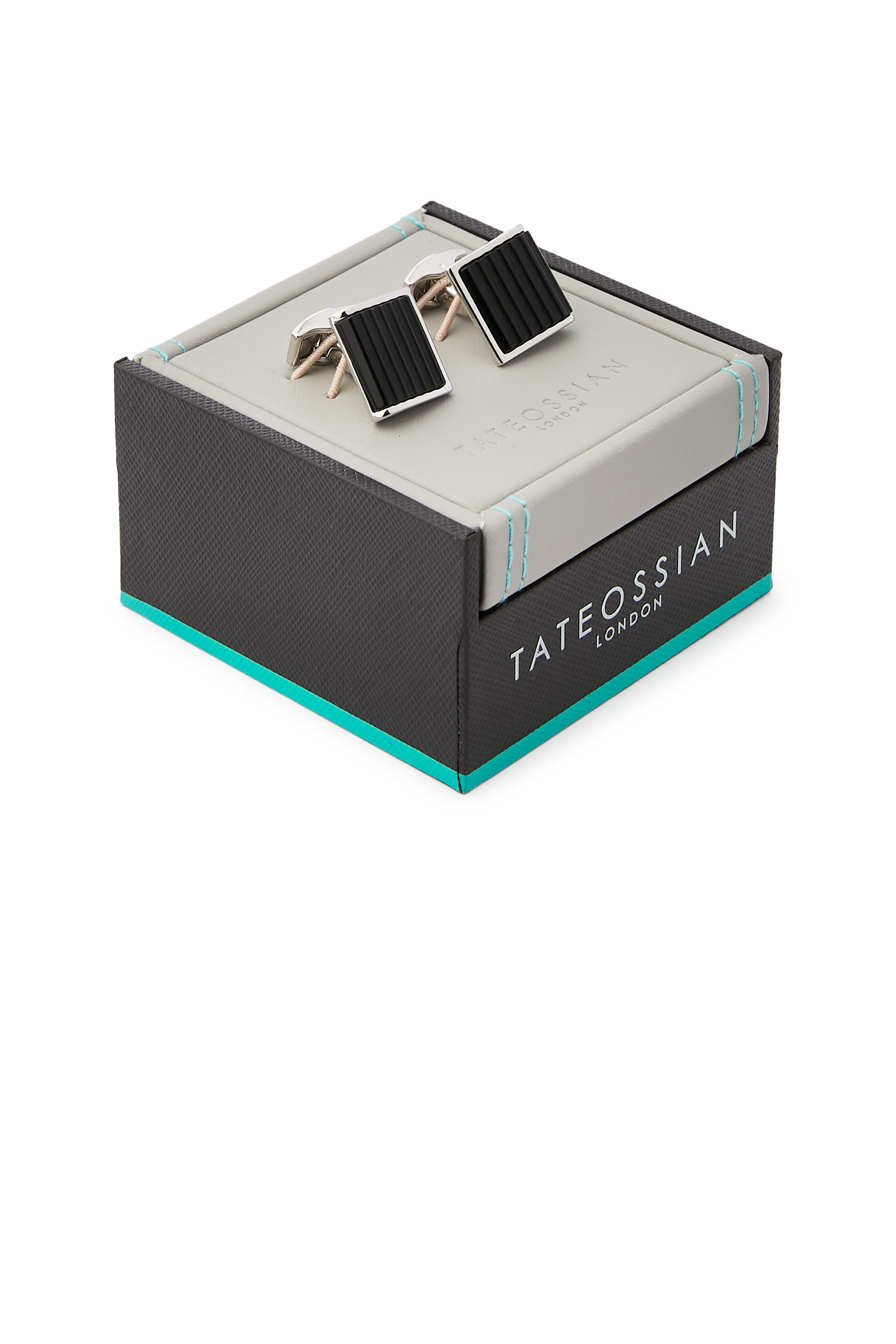 Ribbed Wedge Semi-Precious Stone Cufflinks