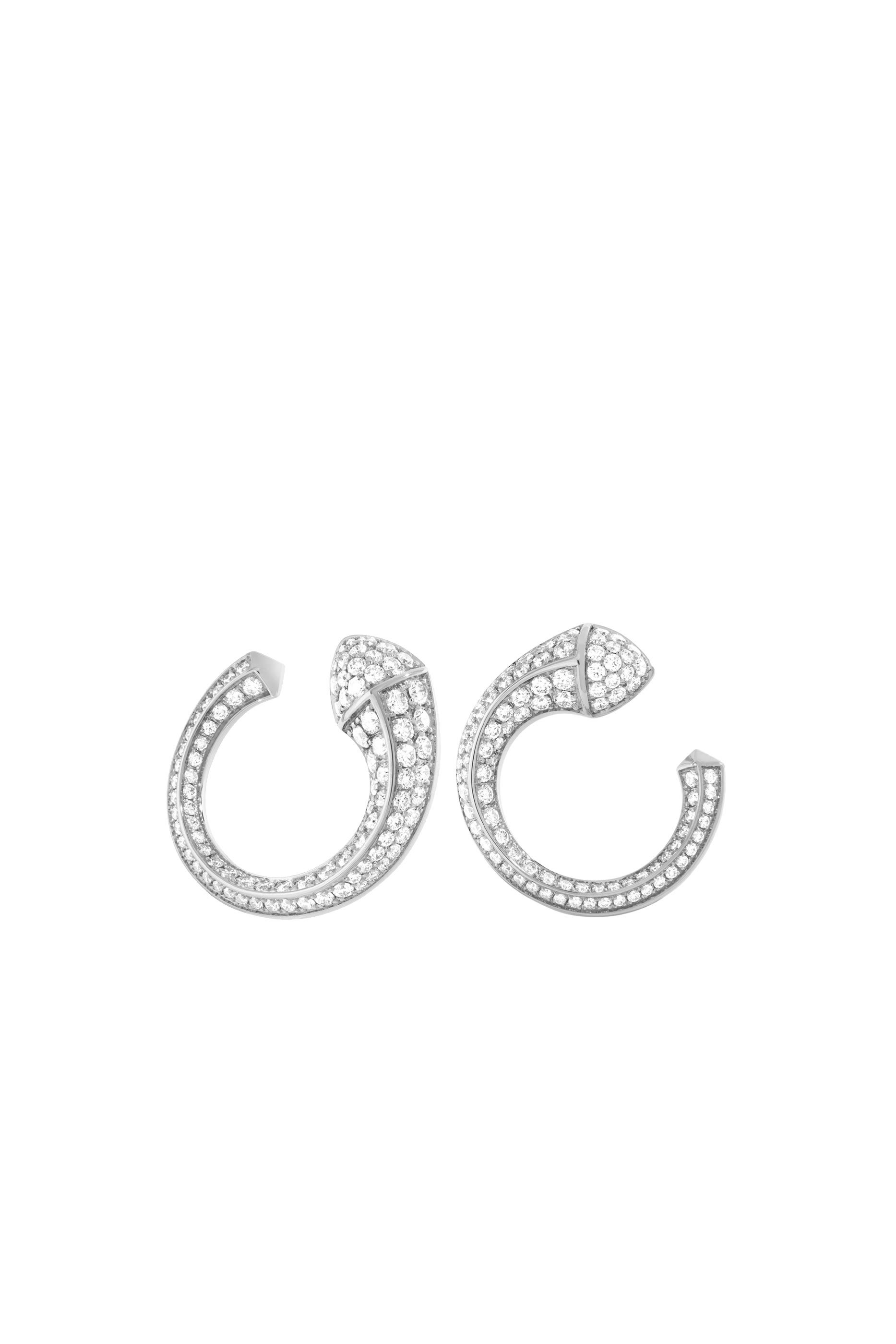 Cleo  Venus Stud Earrings, 18k White Gold with Full Diamonds