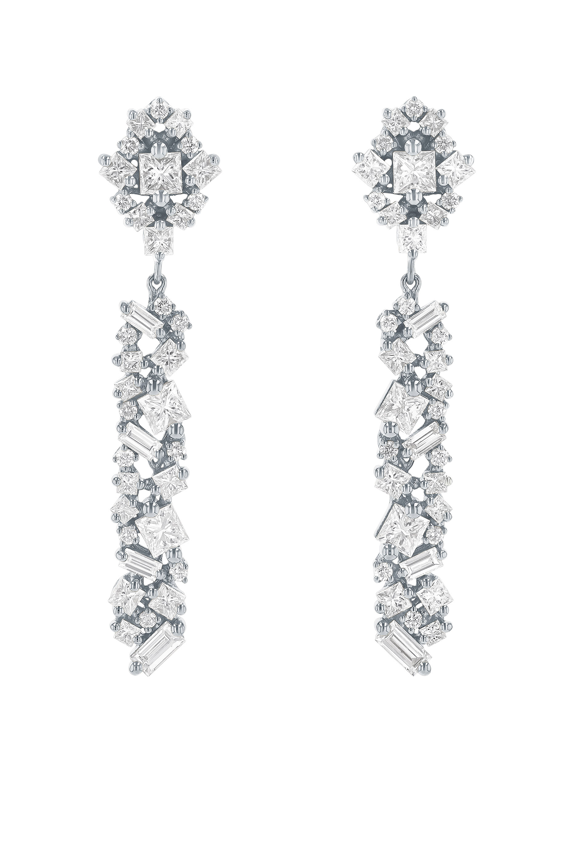 La Fantaisie Sunbeam Diamond Drop Earrings, 18K White Gold & Diamonds