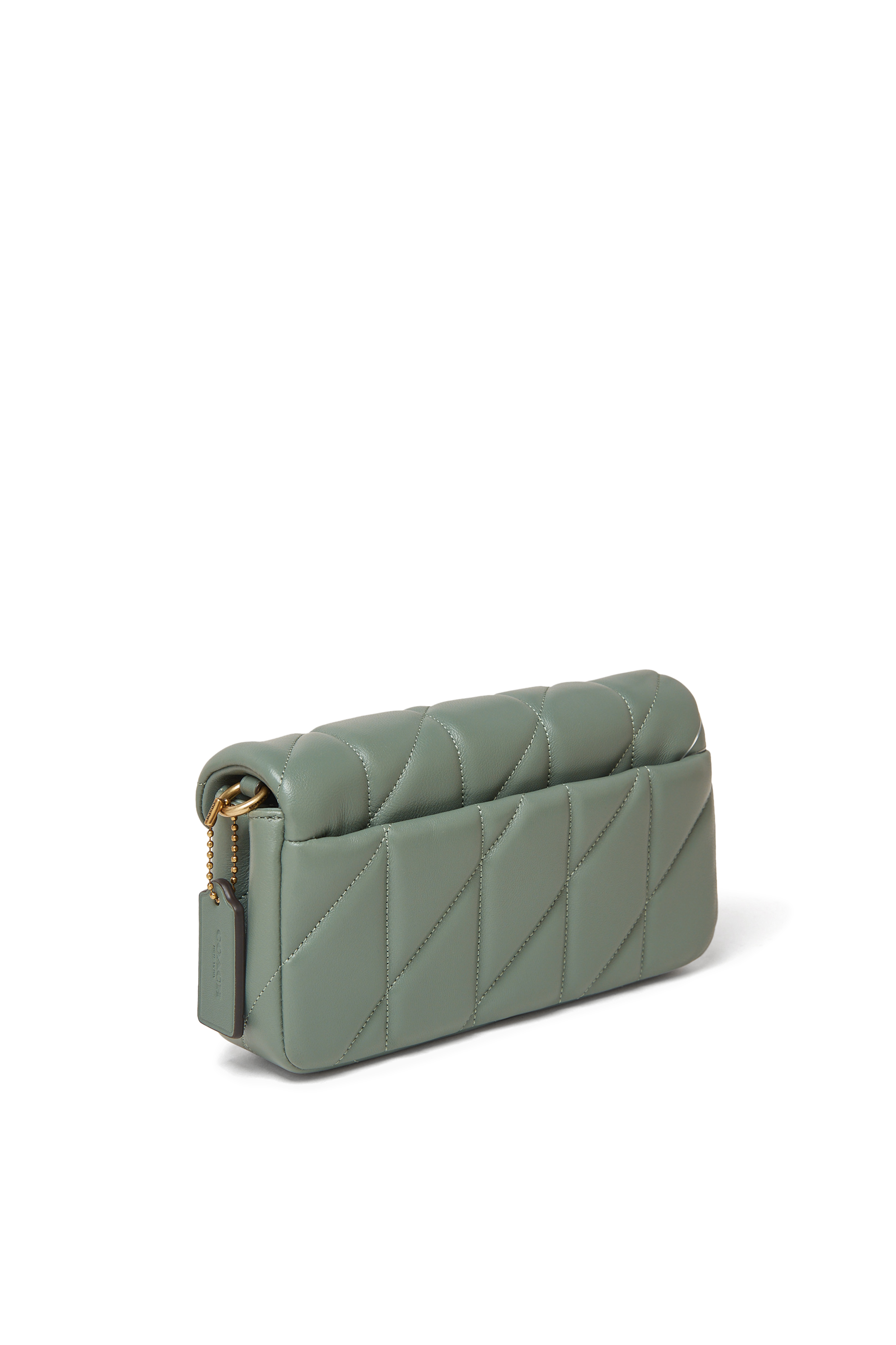 Quilted Pillow Leather Tabby Wristlet With Chain