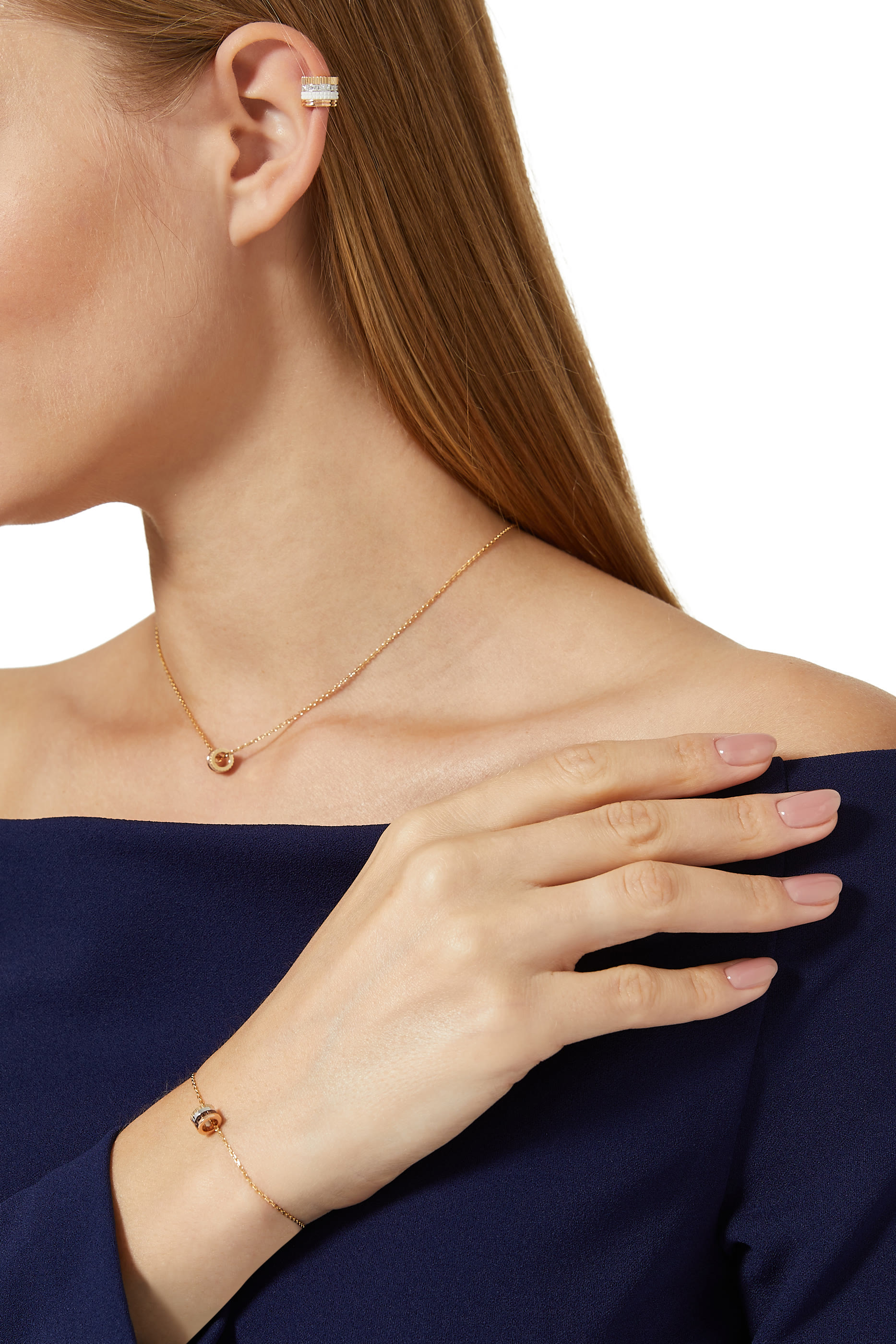 Quatre Classique Pendant, 18K Mix Gold & Diamonds
