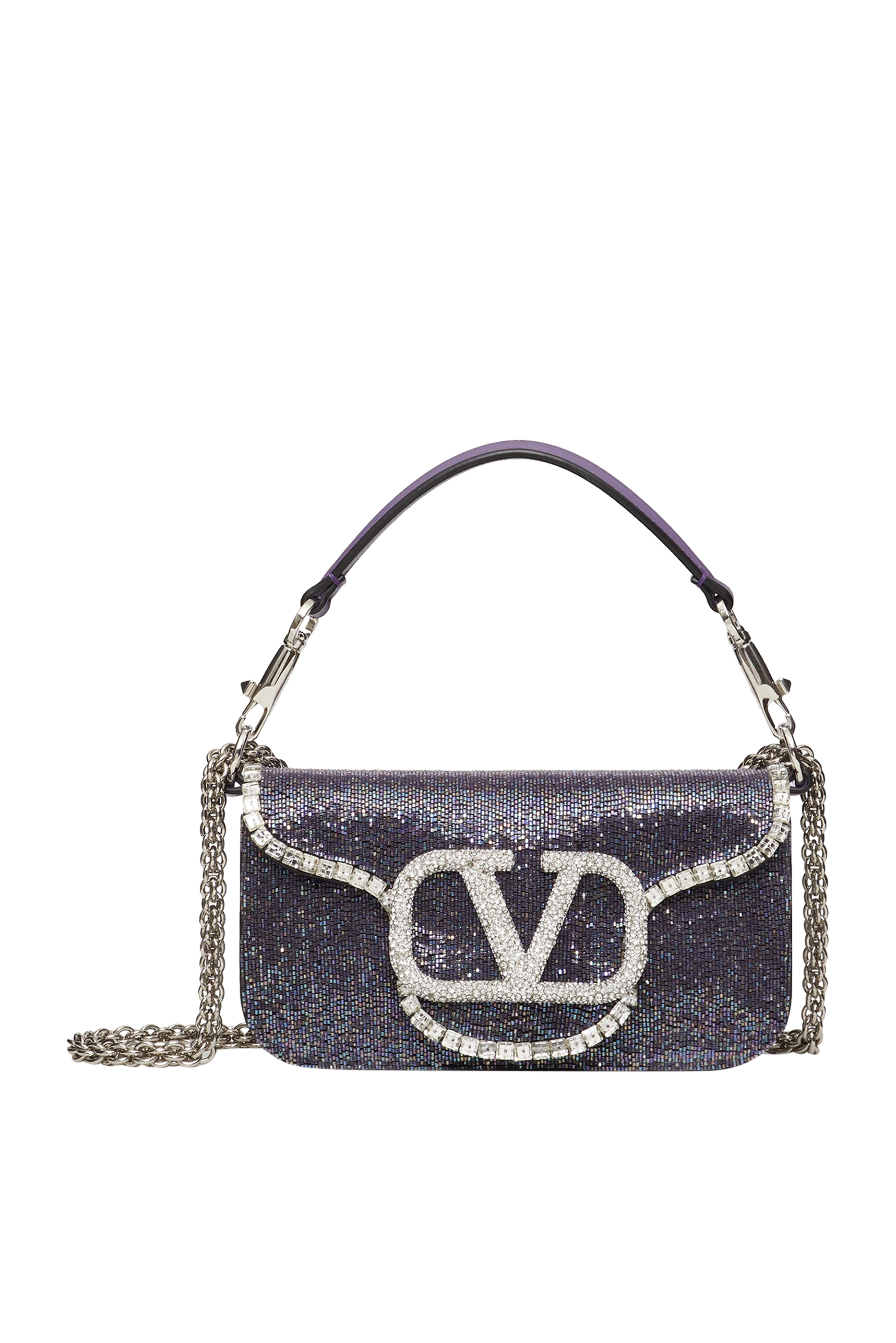 Valentino Garavani Loc&ograve; Embroidered Crystal Shoulder Bag