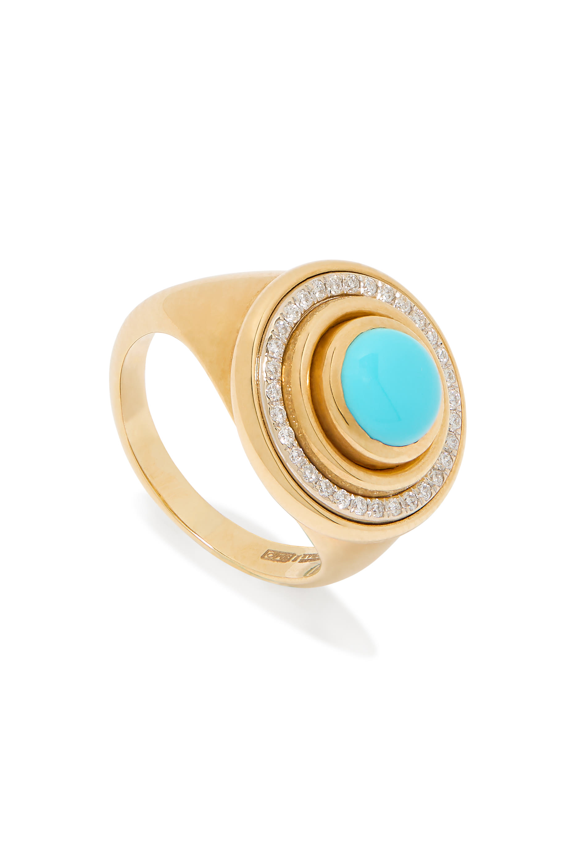 Mimette Pinky Ring, 18k Yellow Gold with Diamonds & Turquoise