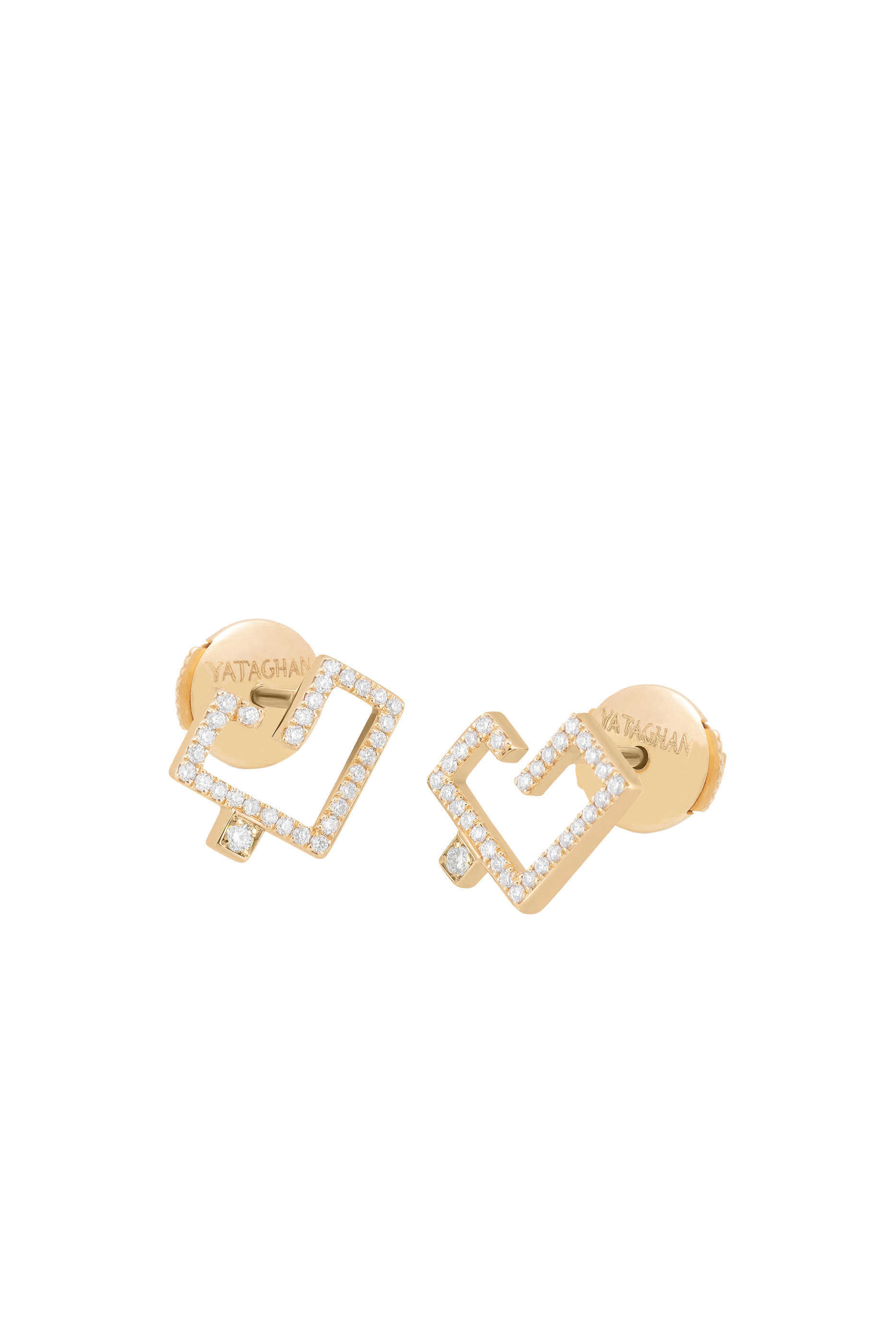 Hubb Earrings, 18k Yellow Gold & Diamonds, Sapphire