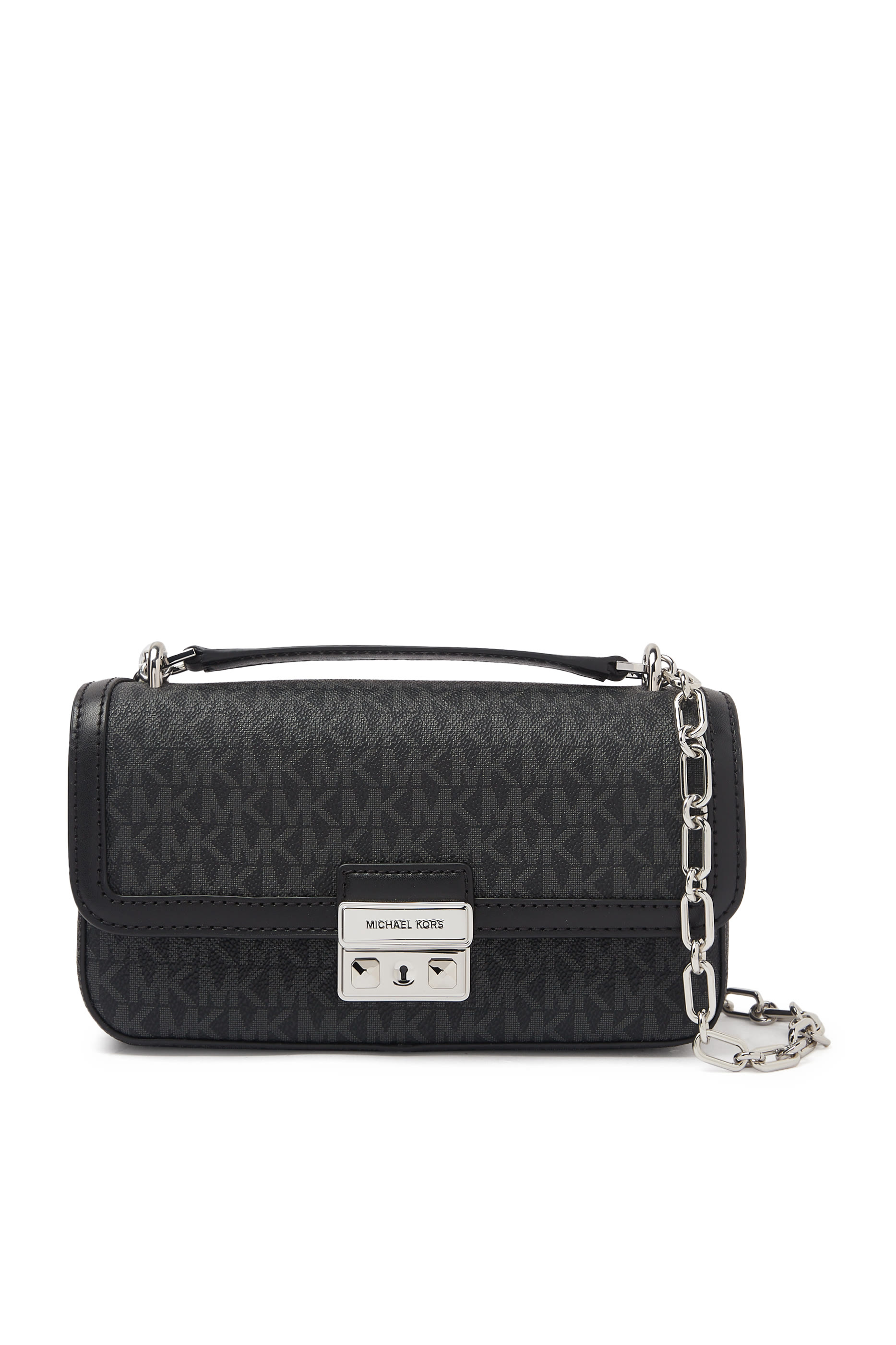 Jet Set Large Signature Logo Print Woven Crossbody Bag