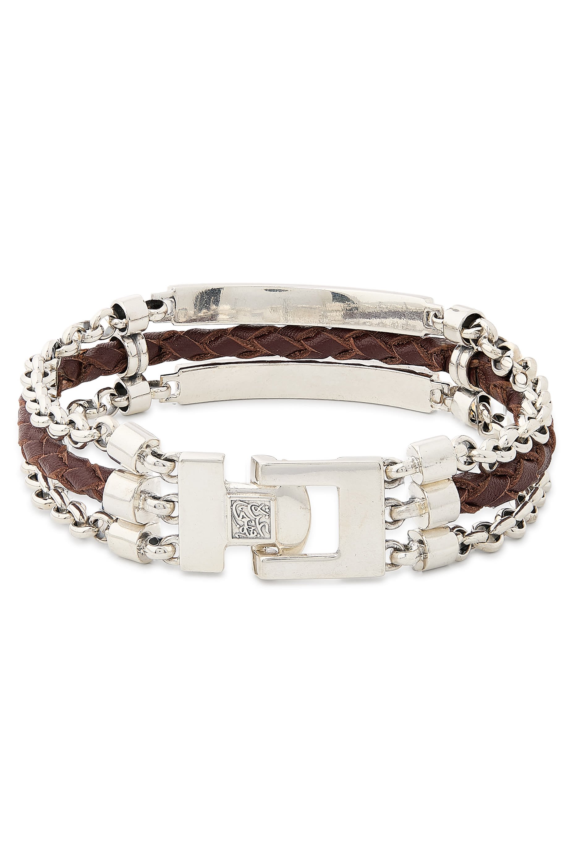 The King's Step Leather Bracelet, Sterling Silver & Leather