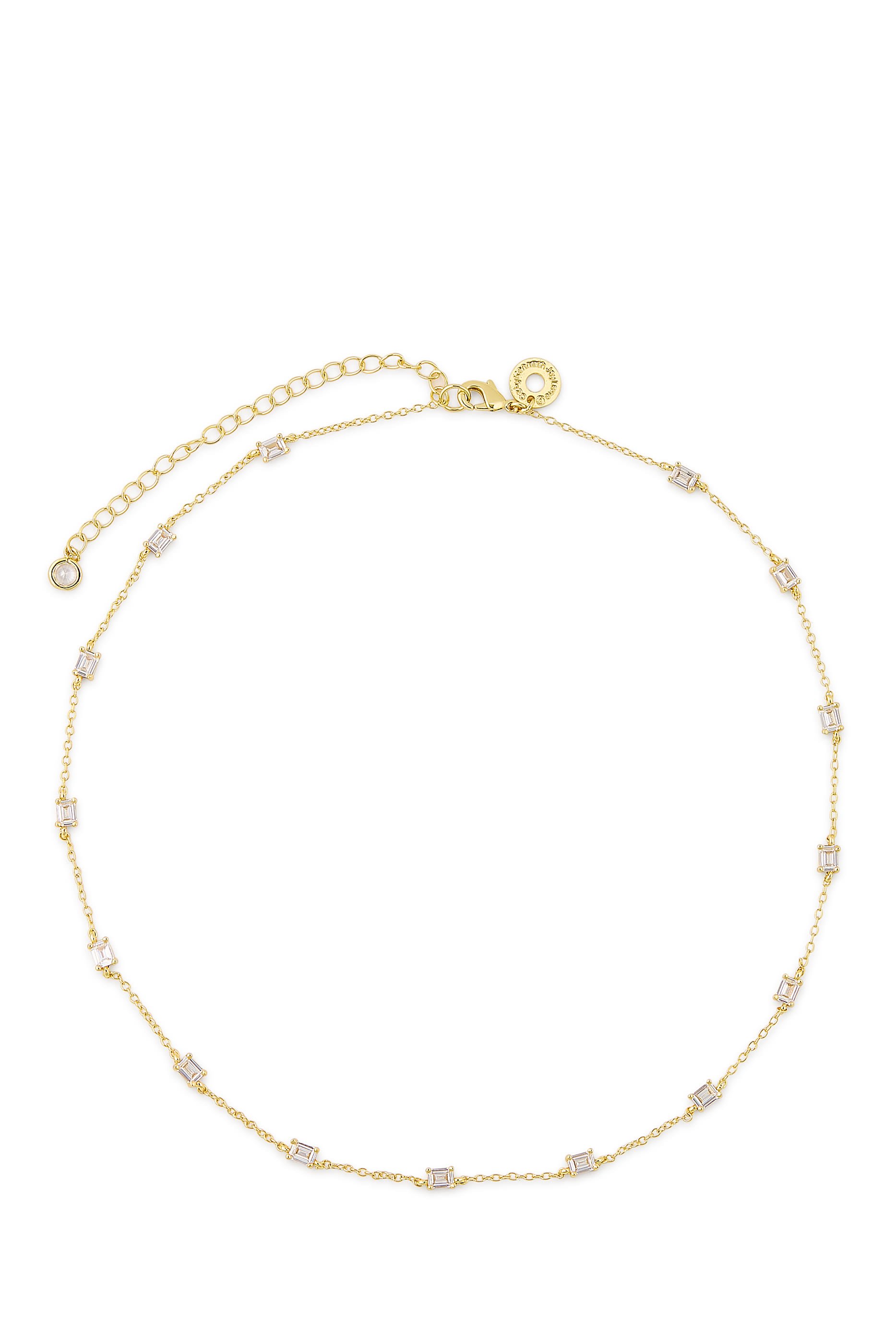 Chain Necklace, 14K Yellow Gold Plating & Cubic Zirconia