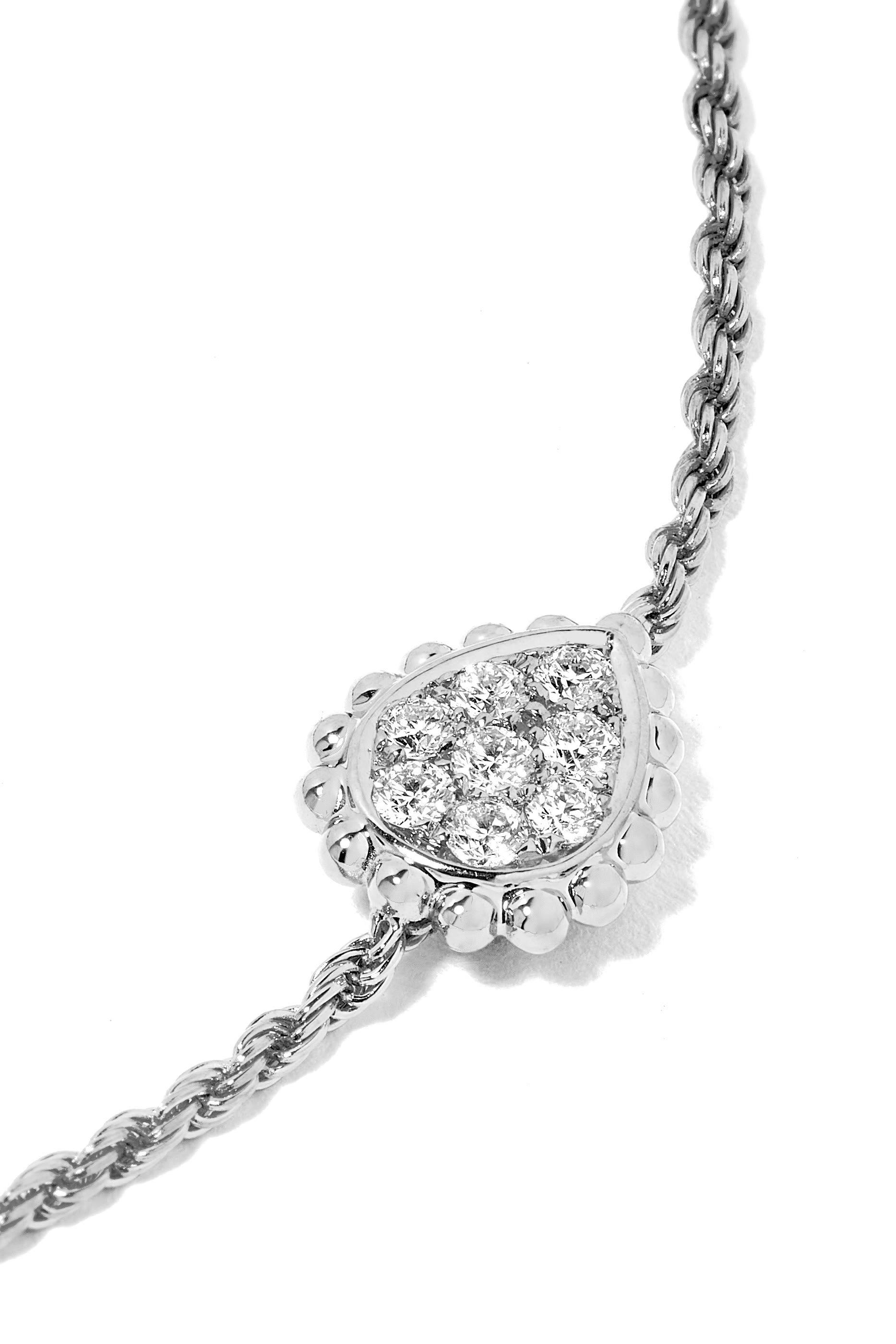 Serpent Bohème XS motif chain bracelet, paved with diamonds, in white gold