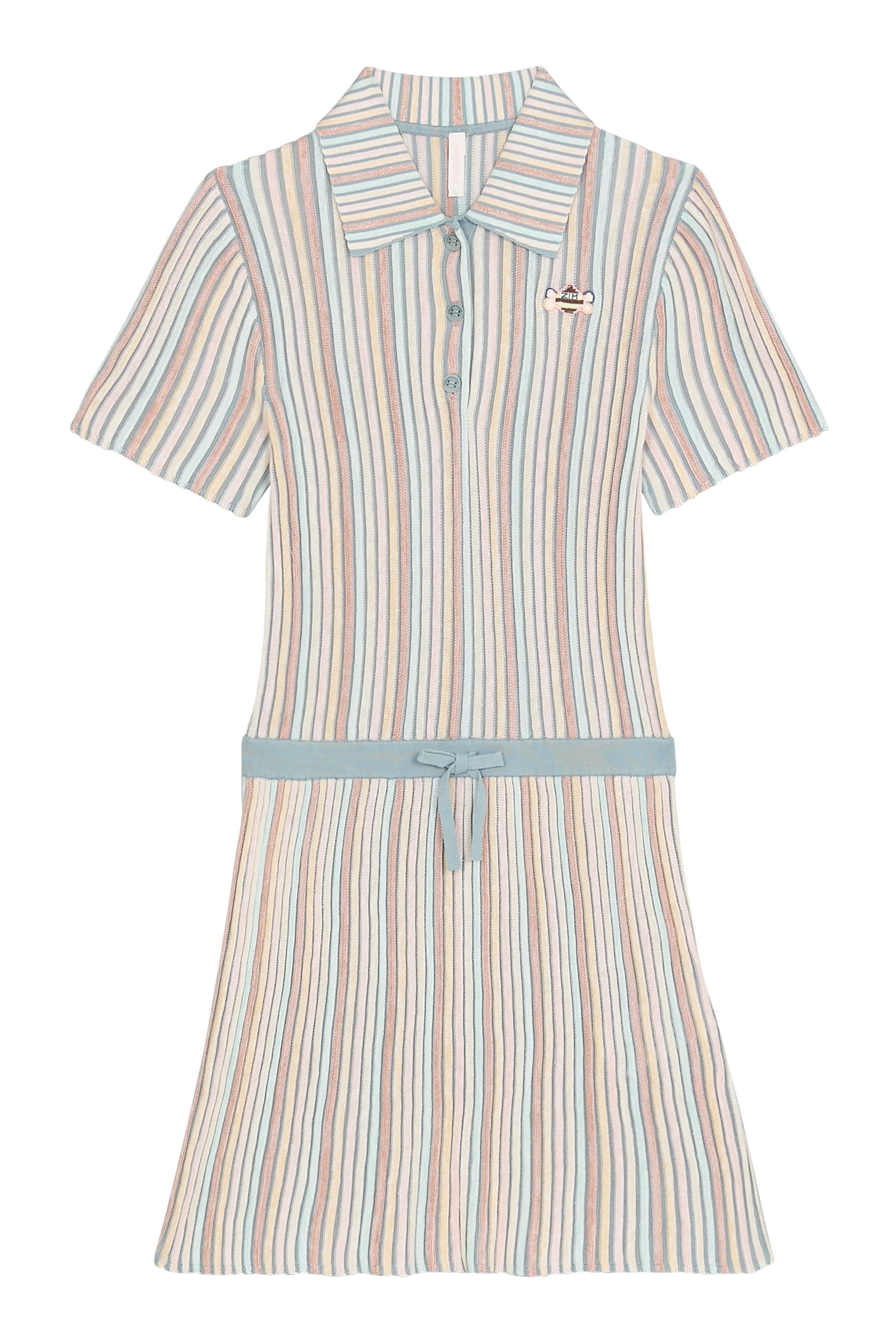 Kids Striped Collared Knit Jumpsuit