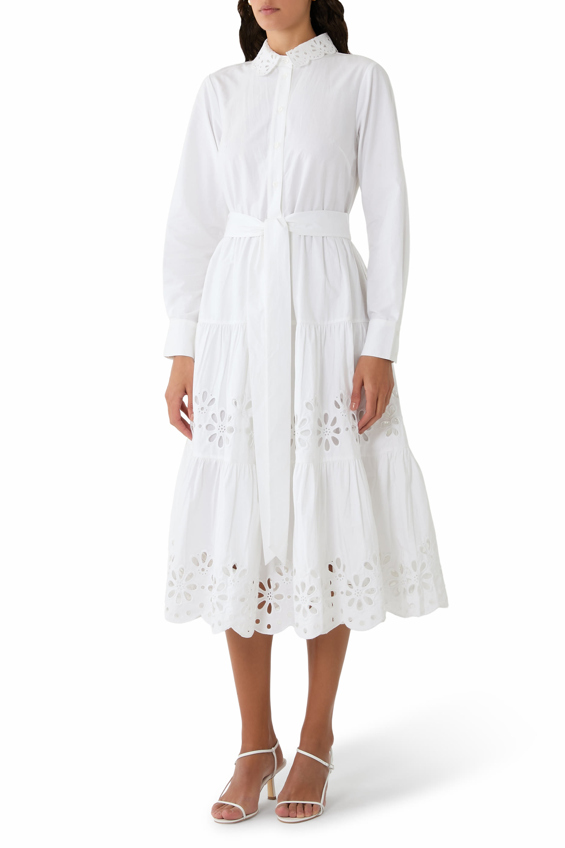 Daisy Eyelet Long Sleeve Shirt Dress