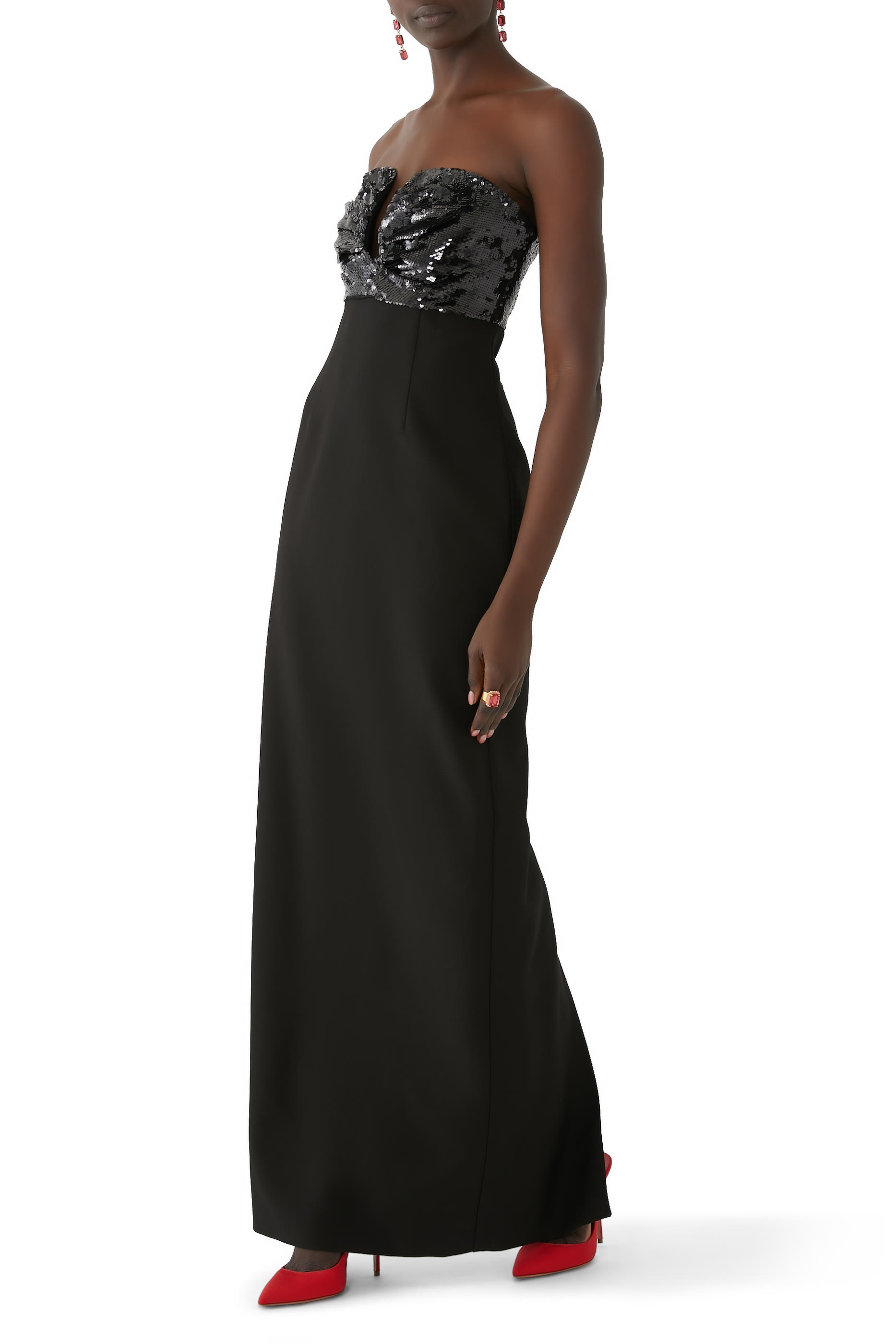 Strapless Embellished Maxi Dress