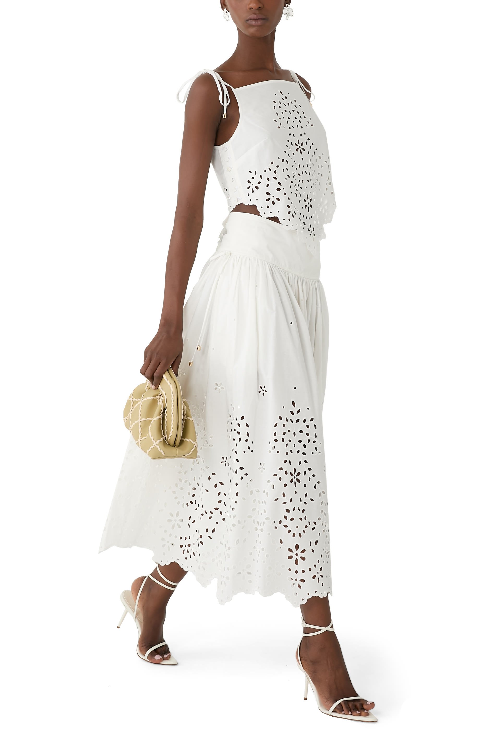 Embroidered Cotton Midi Skirt