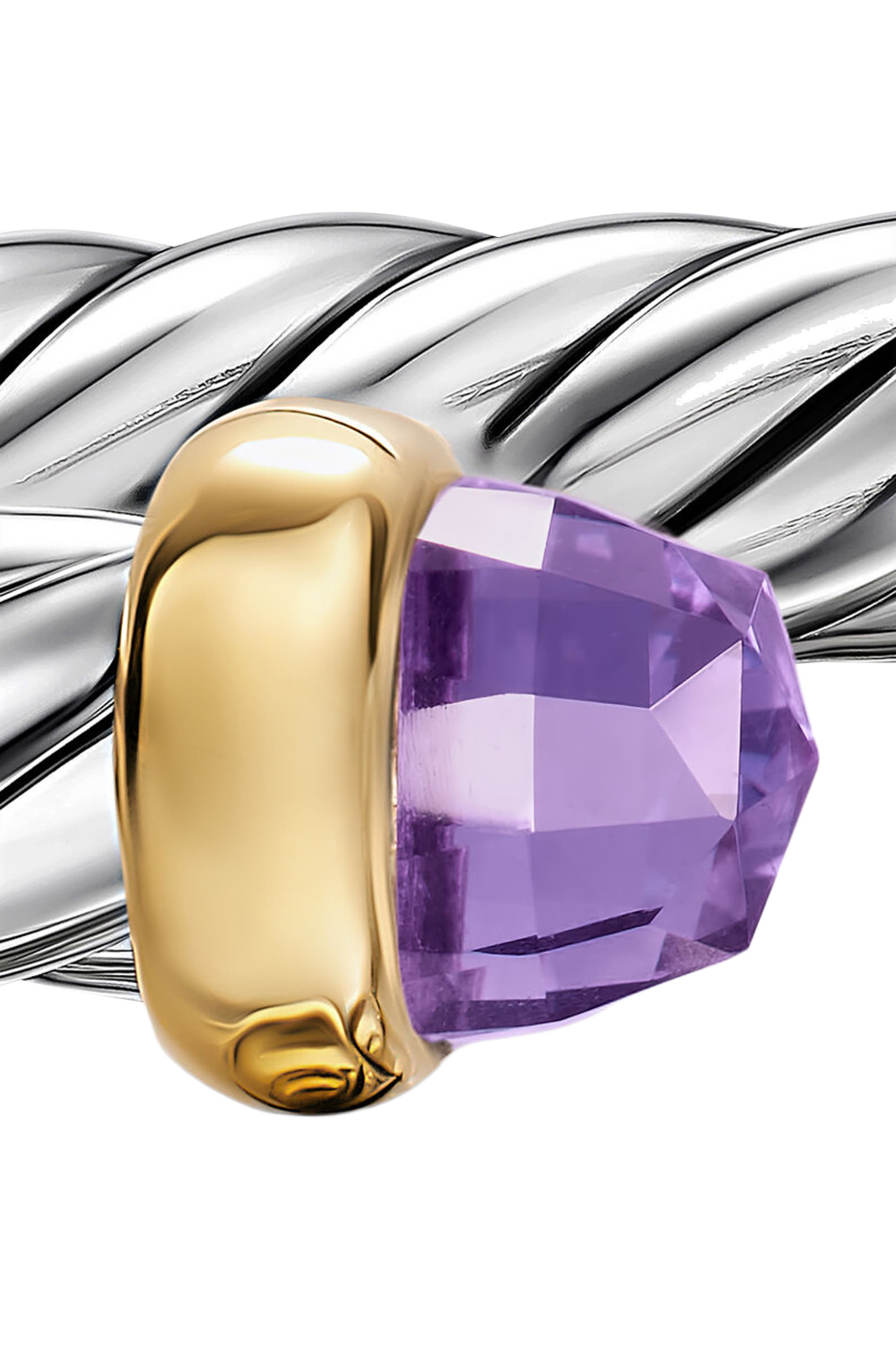 Cable Flex&reg; Bracelet, Sterling Silver, 14K Yellow Gold & Amethyst
