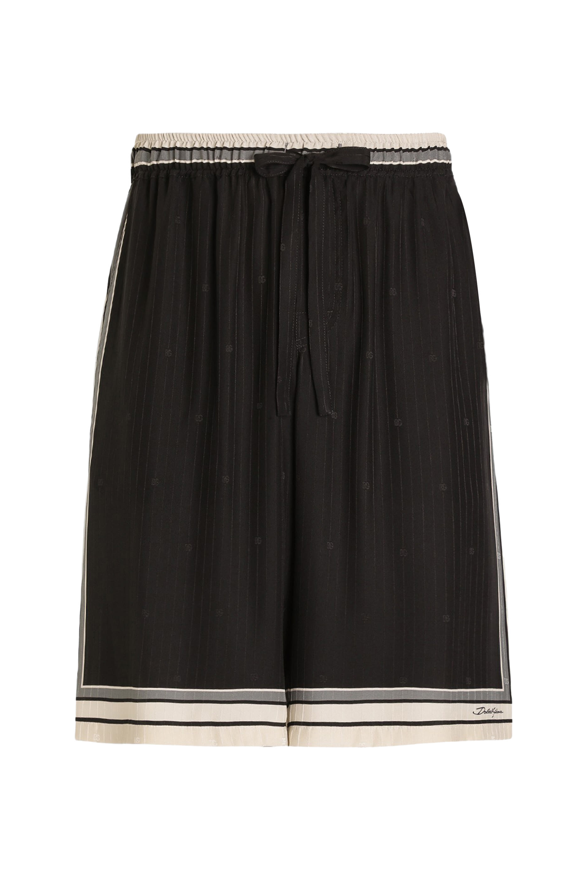 Logo and Stripe-Print Vanity Silk Bermuda Shorts
