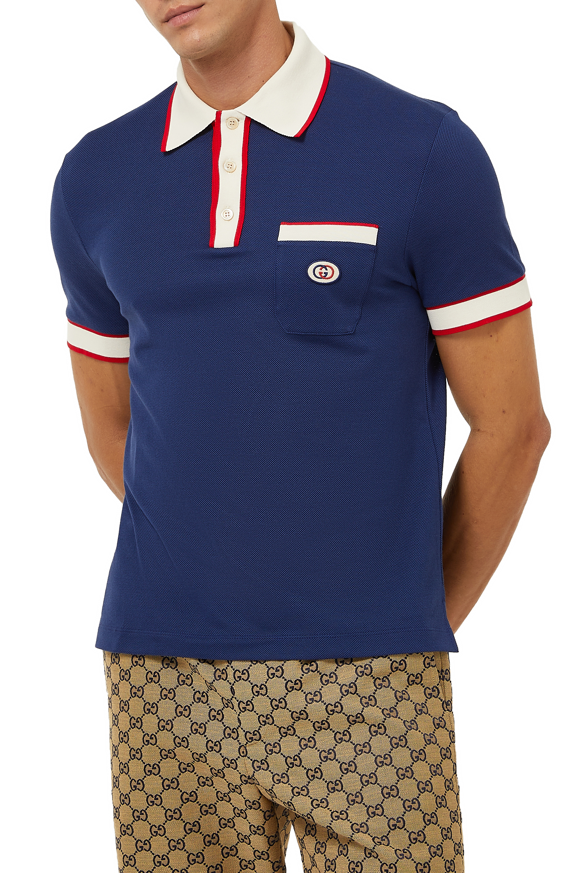 Cotton Piquet Polo with Interlocking G