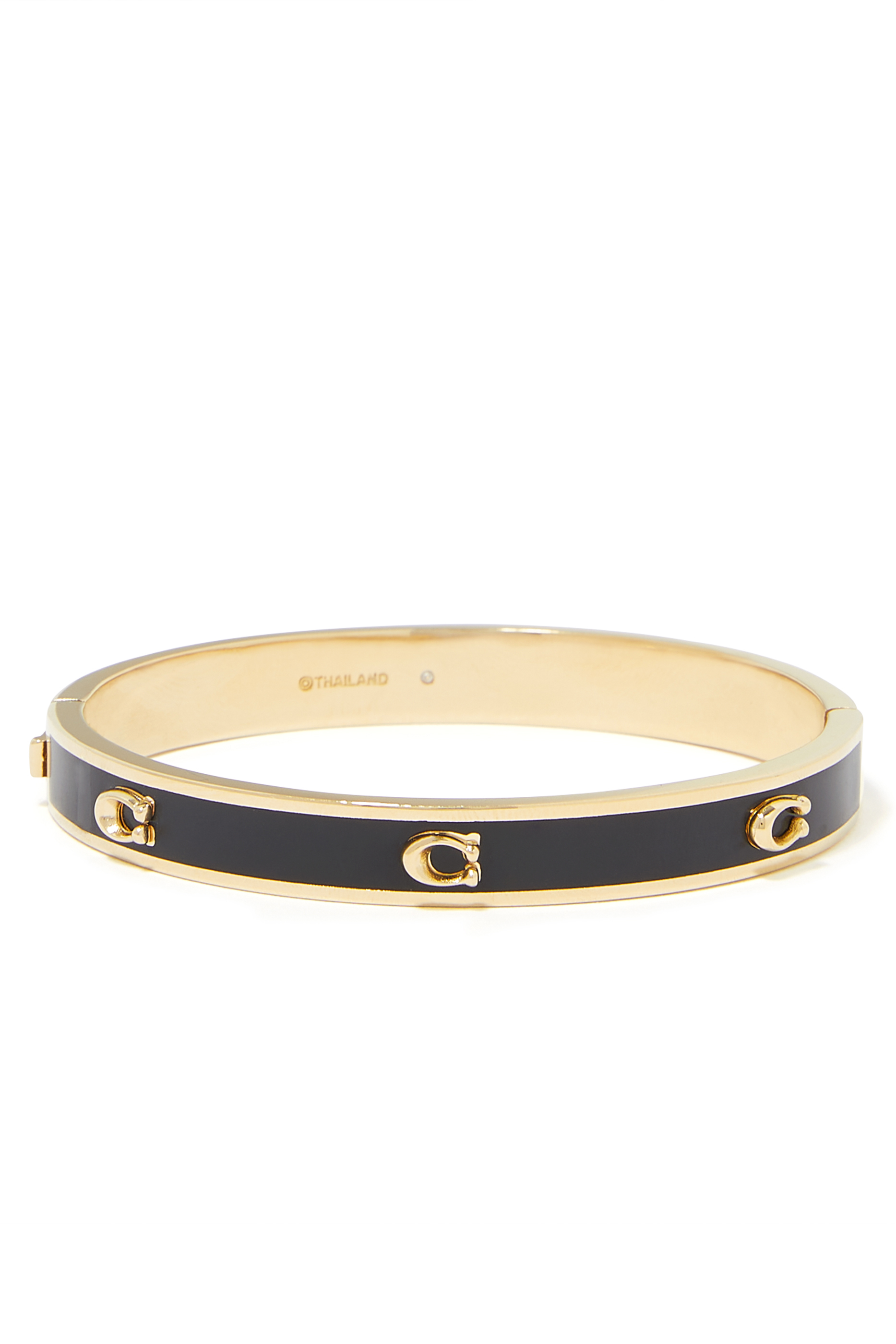 Pegged Signature C Enamel Hinged Bangle Bracelet