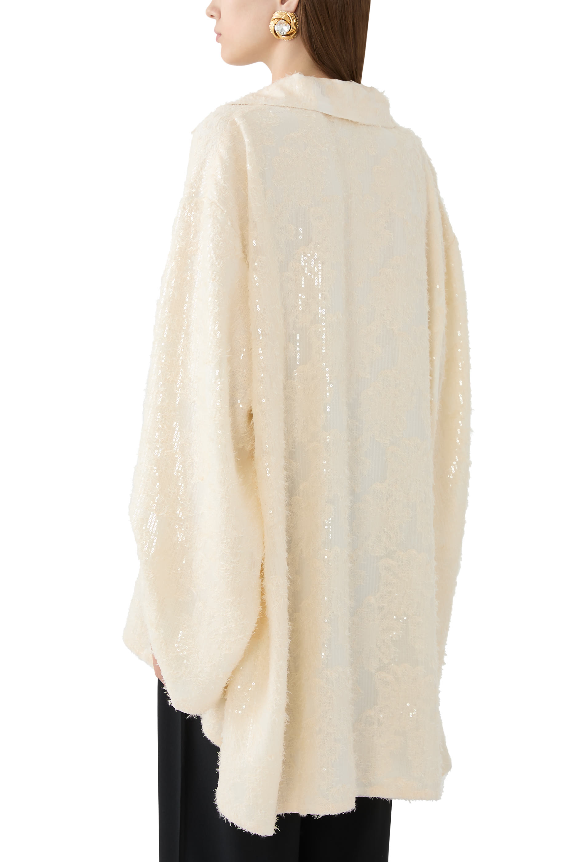 Sequin V-Neck Long Sleeve Top