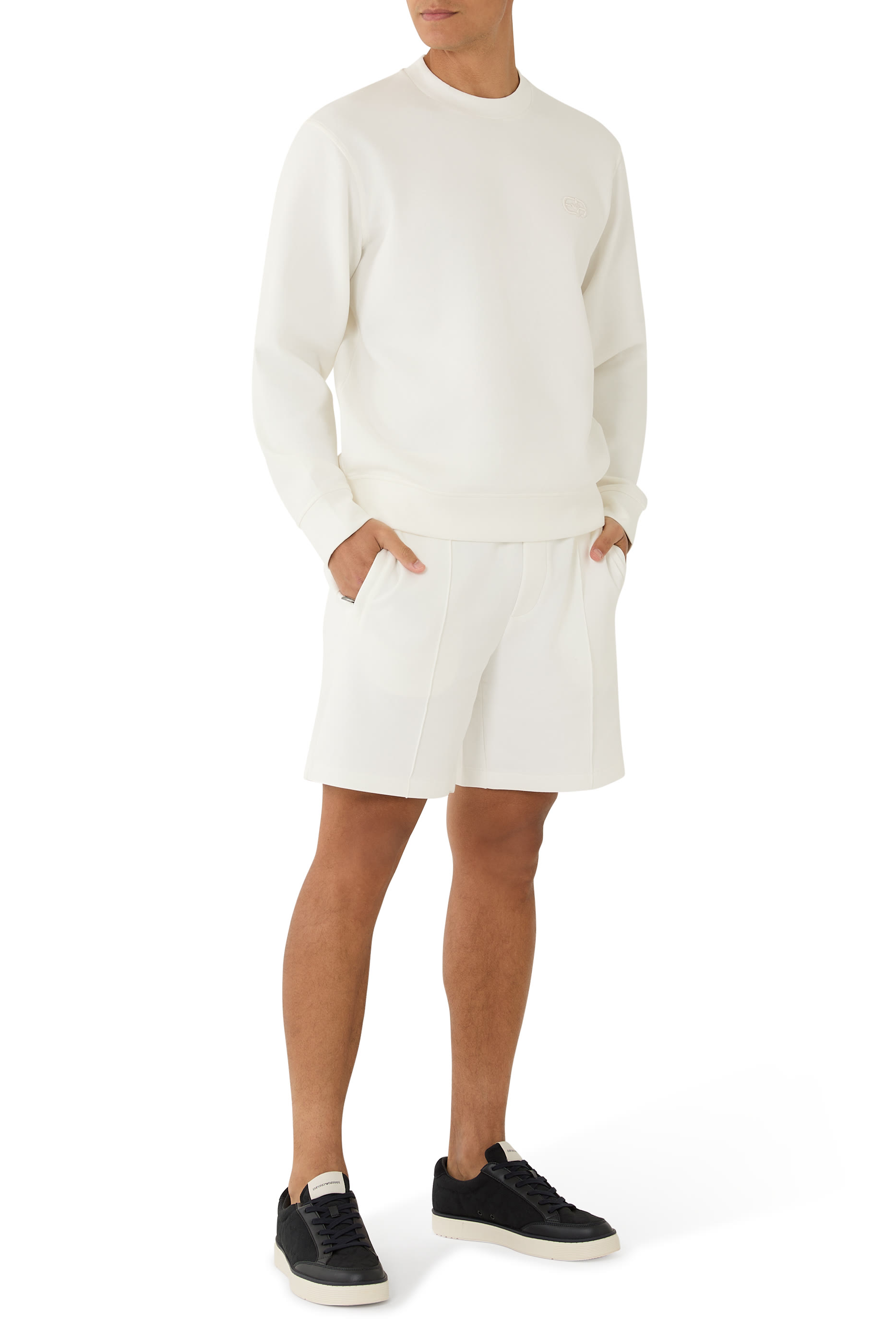 Embossed EA Logo Double-Jersey Sweatshirt