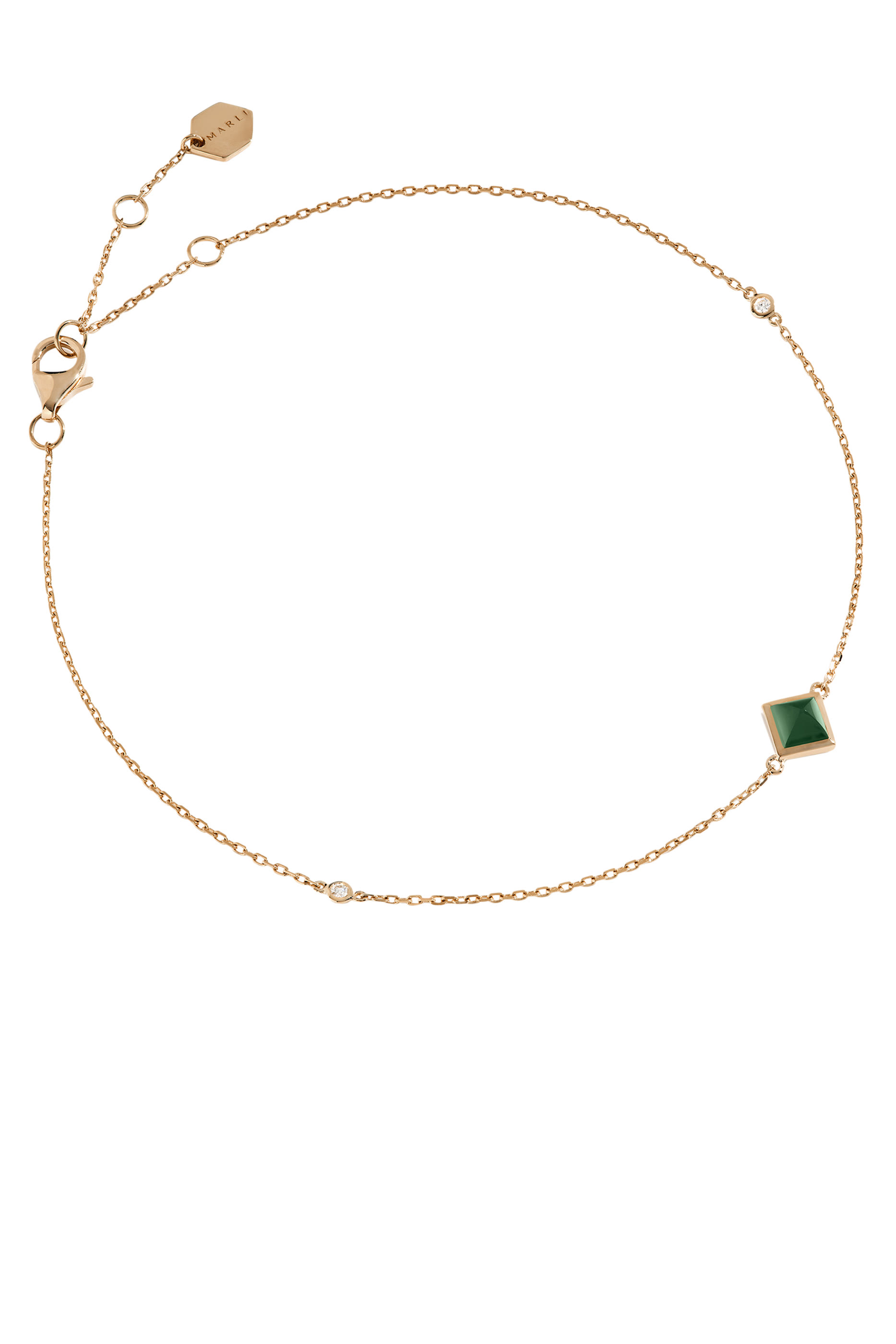 Cleo Anklet, 18k Rose Gold with Diamond & Green Agate