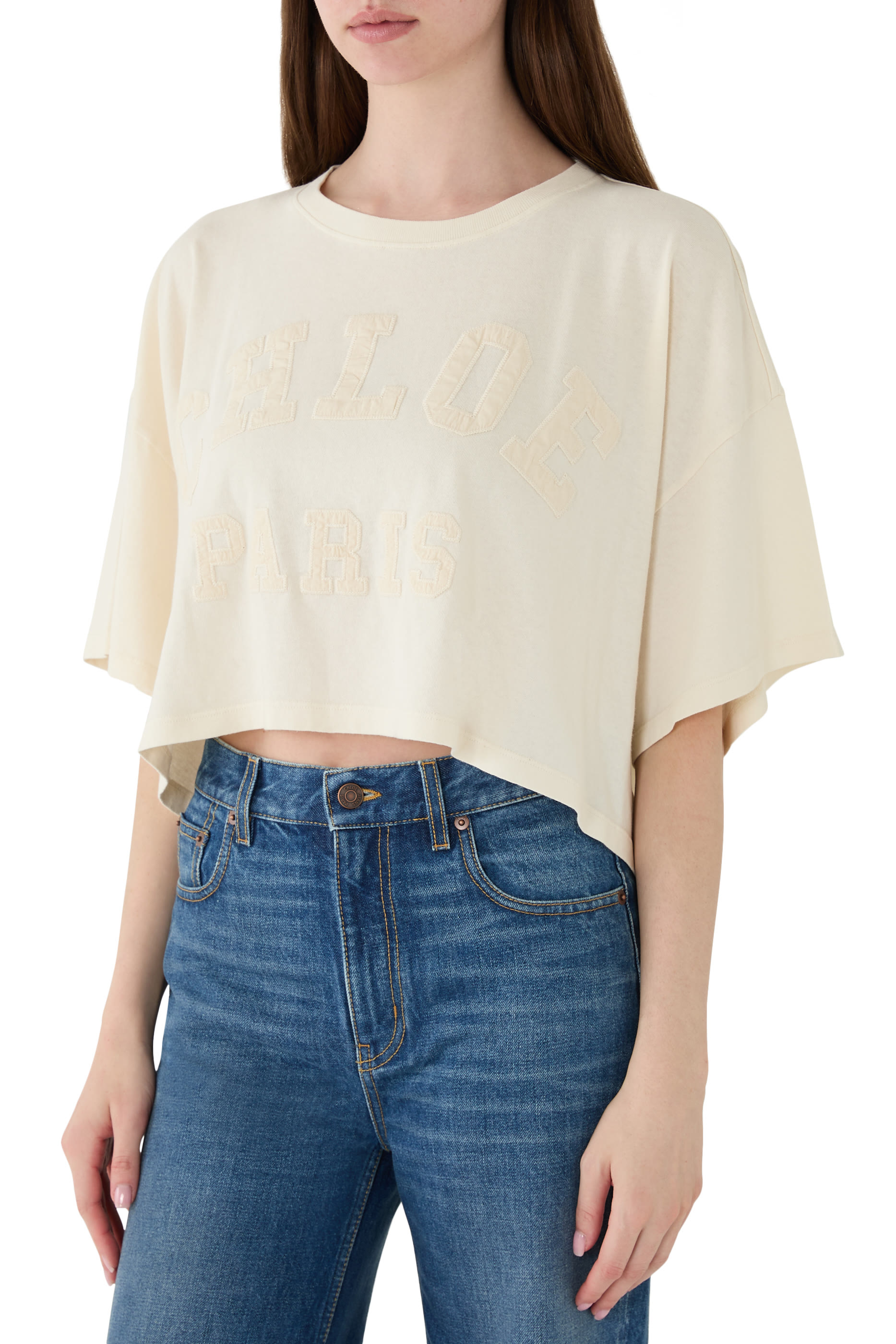Crop Logo T-Shirt in Cotton Jersey