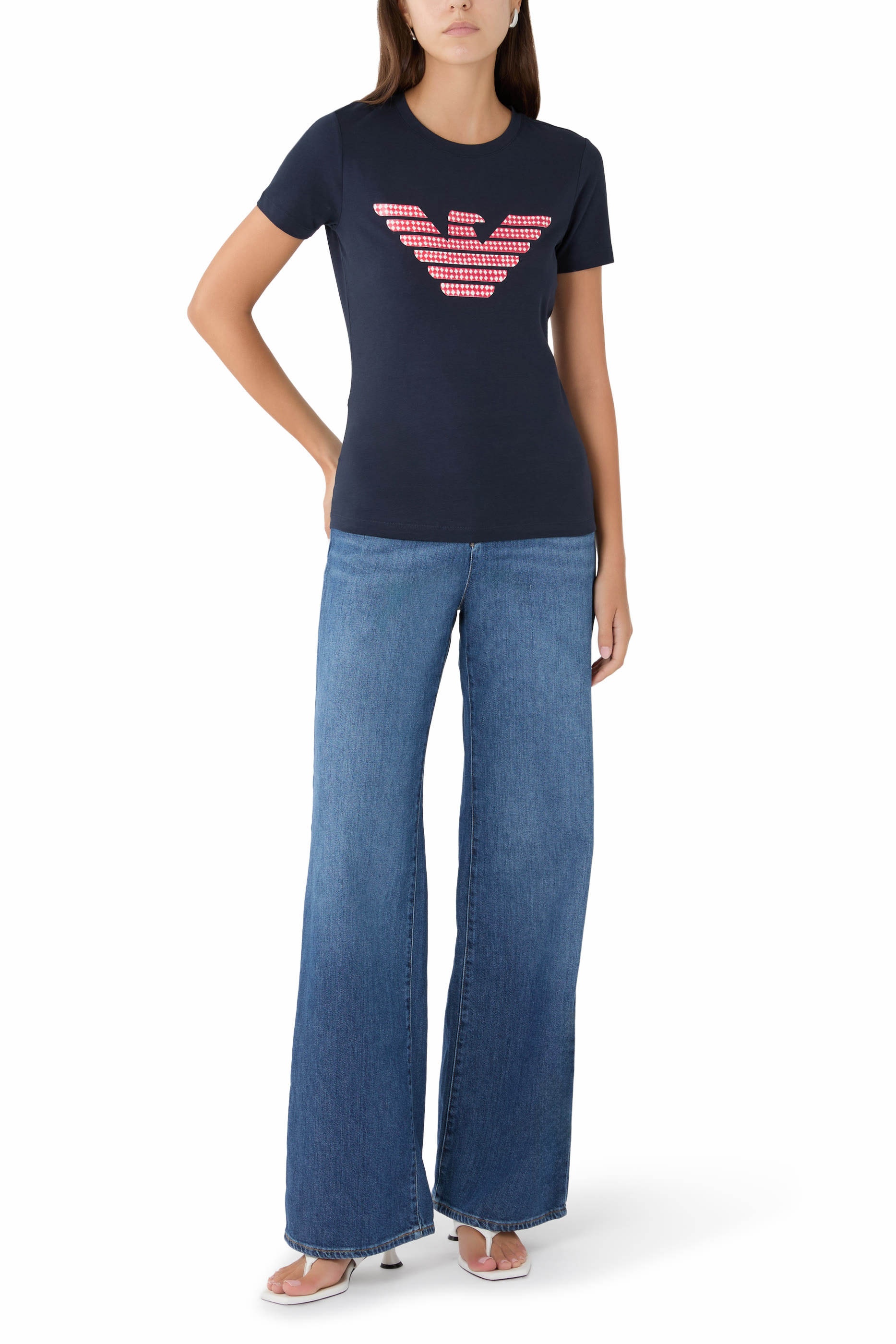 ASV Stretch-Jersey Slim-Fit T-Shirt with Oversized Eagle Pattern