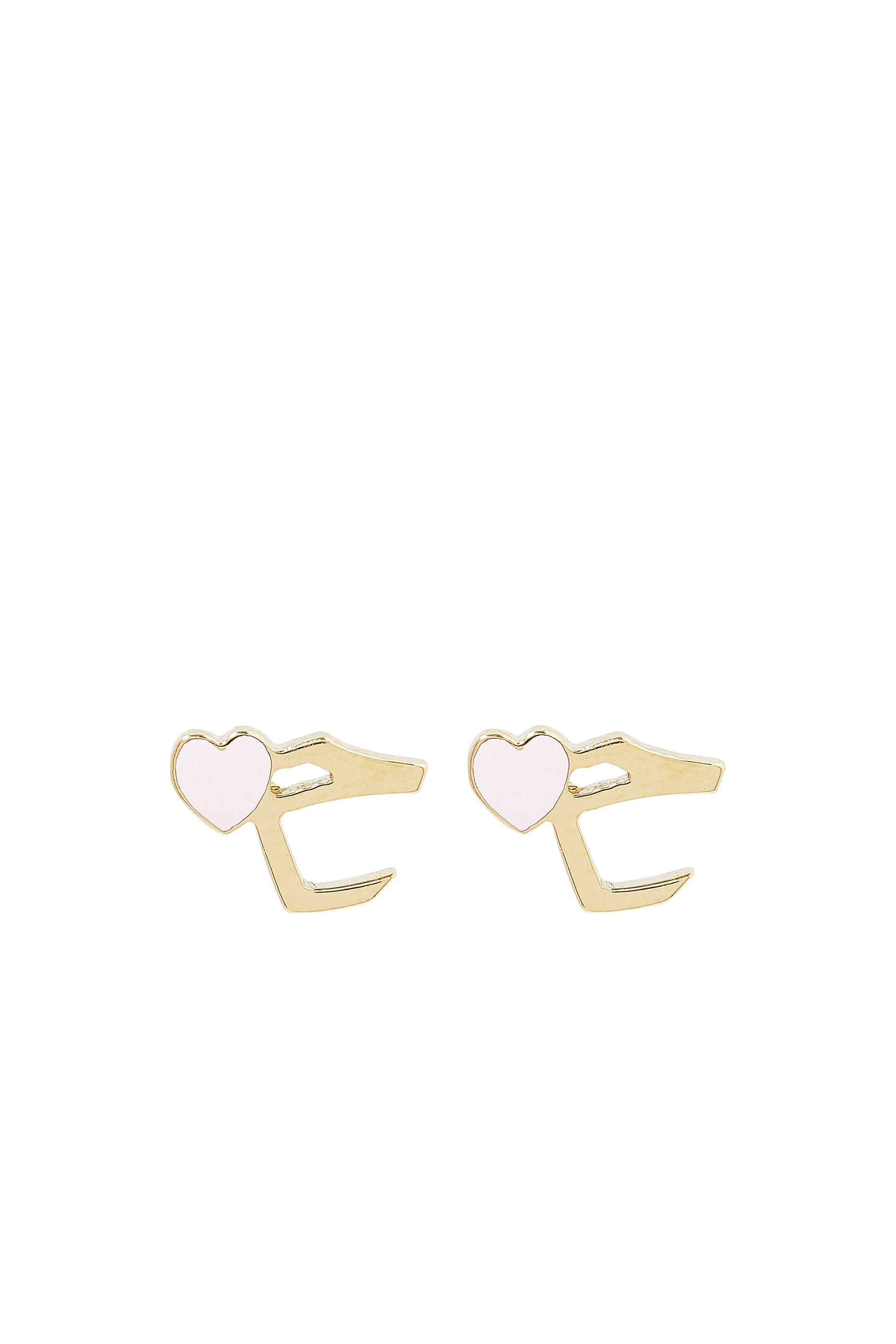 Kids Tiny Bling Arabic Letter Hhaa Heart Earrings, 18k Yellow Gold & Enamel