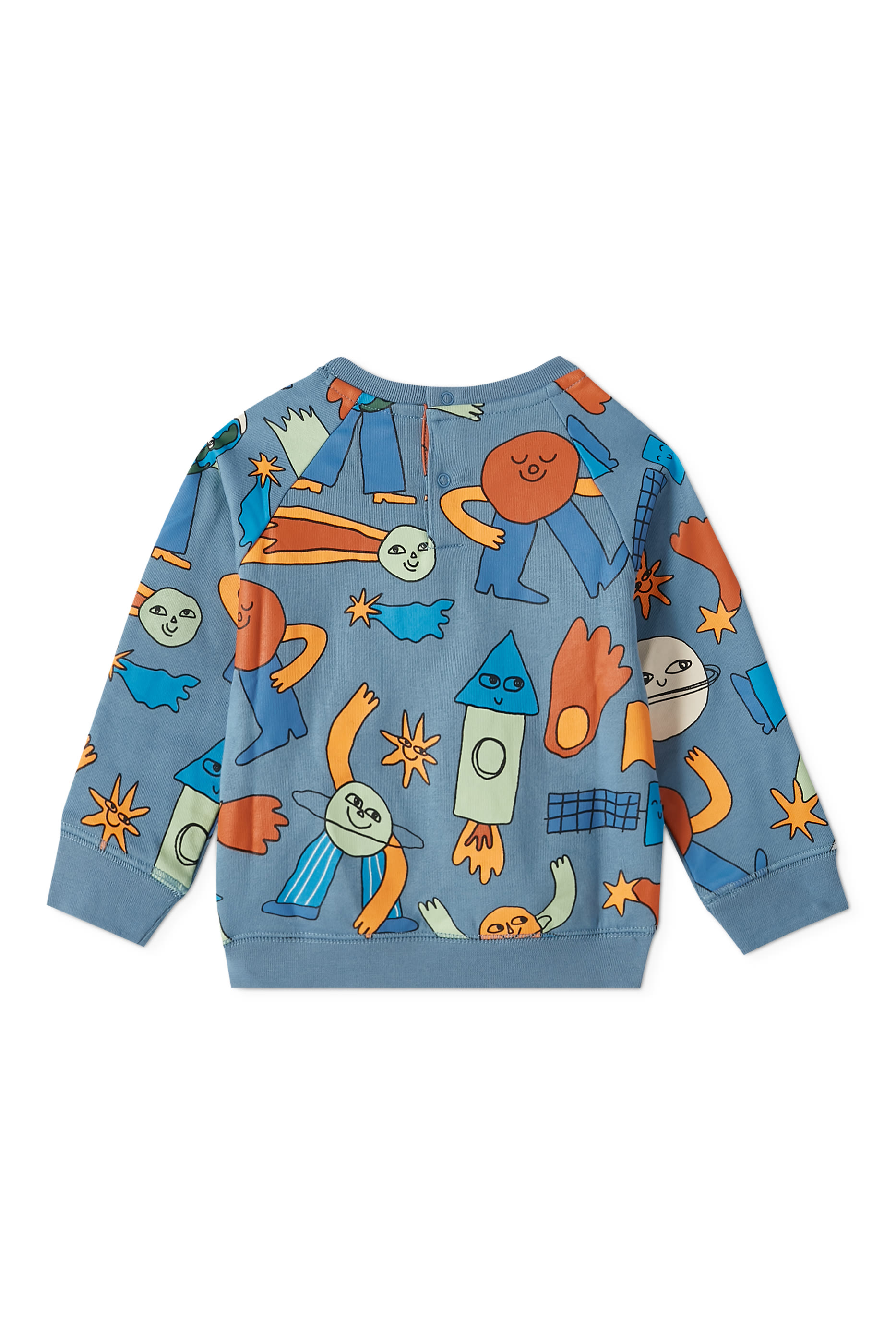 Galaxy-Print Long Sleeves Organic Cotton T-Shirt
