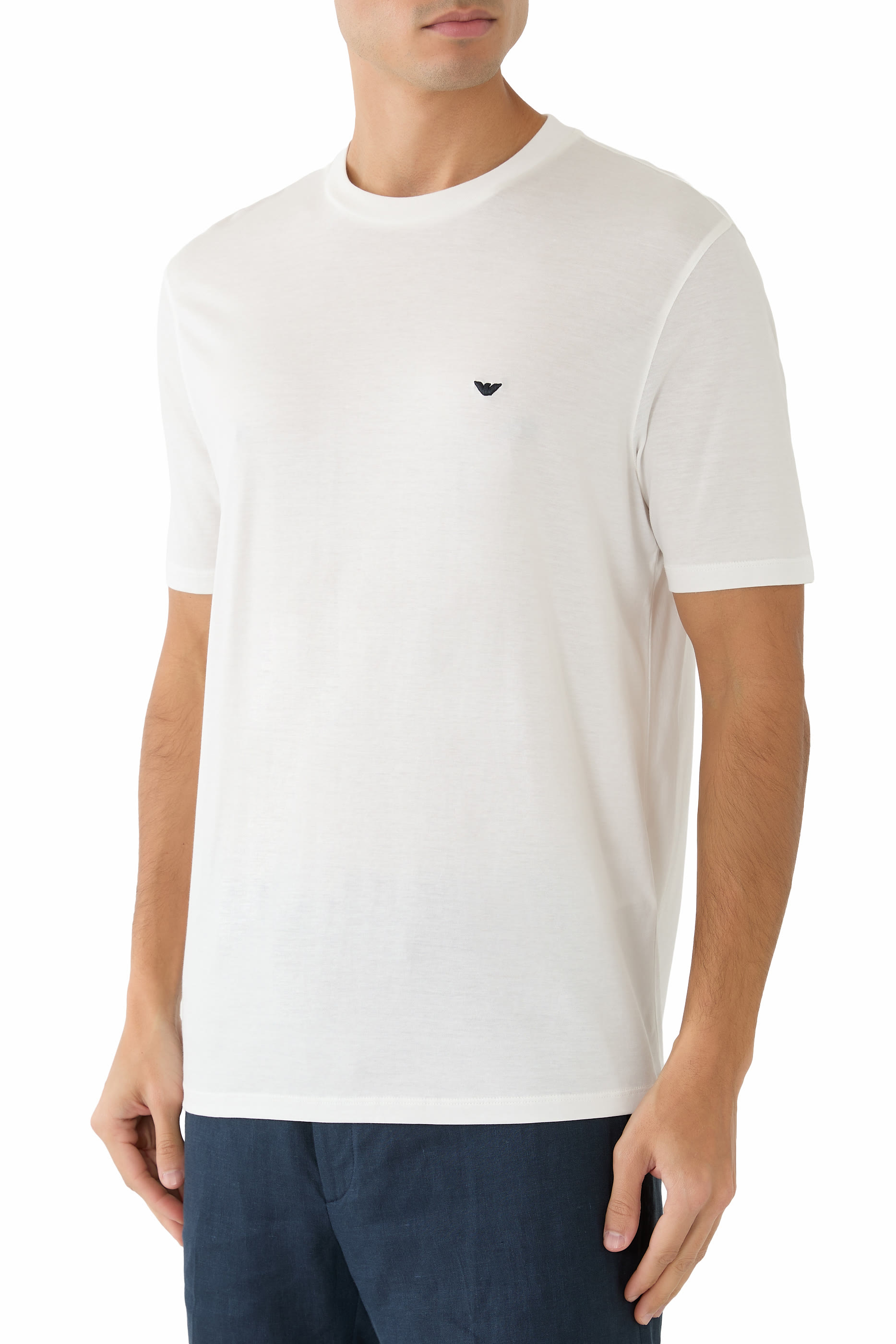 Embossed Eagle Embroidery Lyocell-Blend Jersey T-Shirt