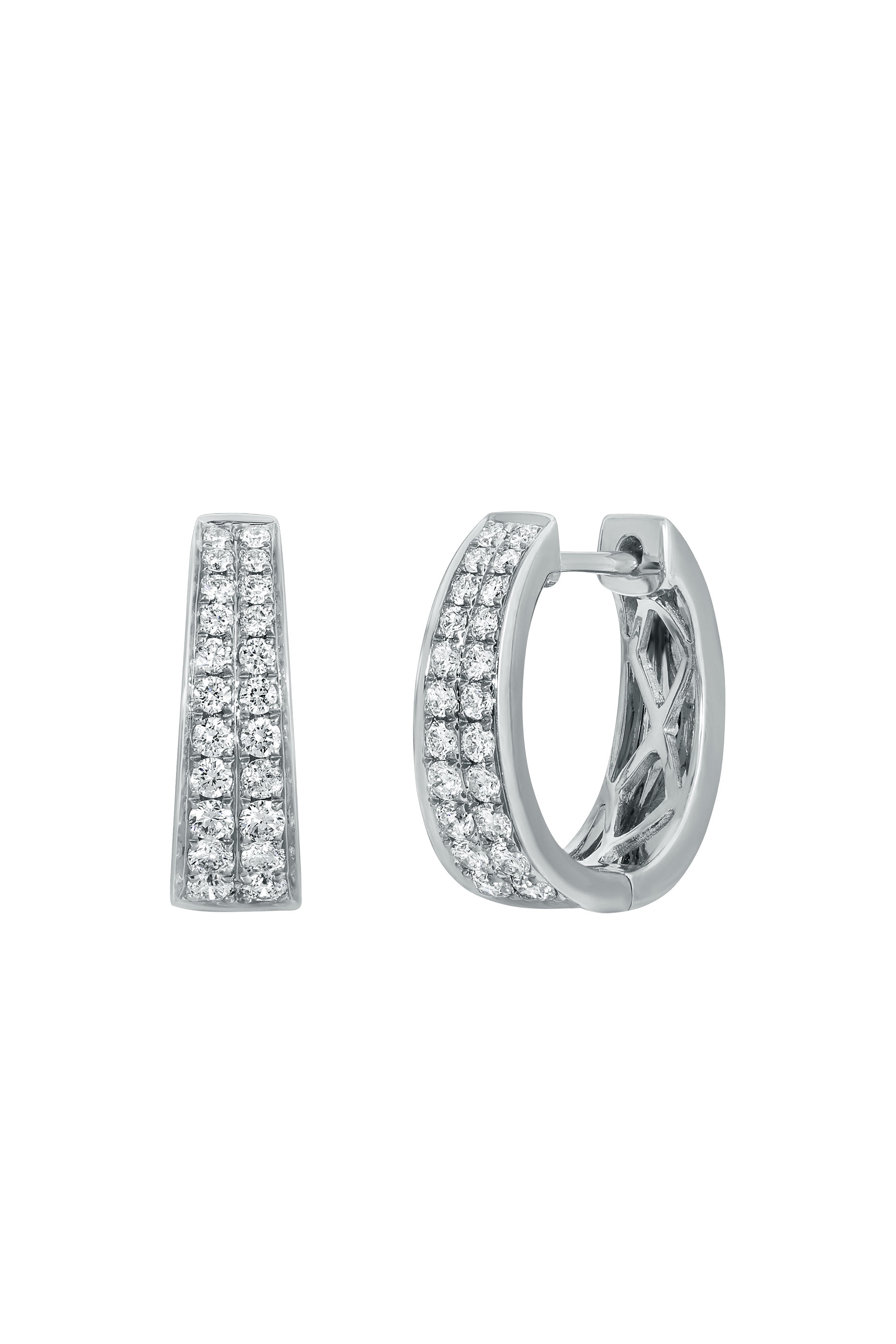 Small Diamond Meryl Huggies, 18k White Gold & Diamonds