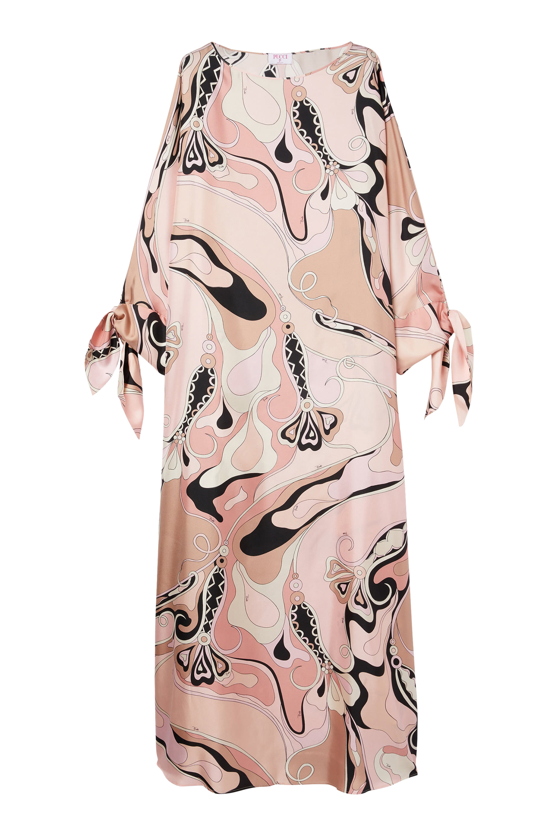 Orchidee Print Silk Twill Kaftan