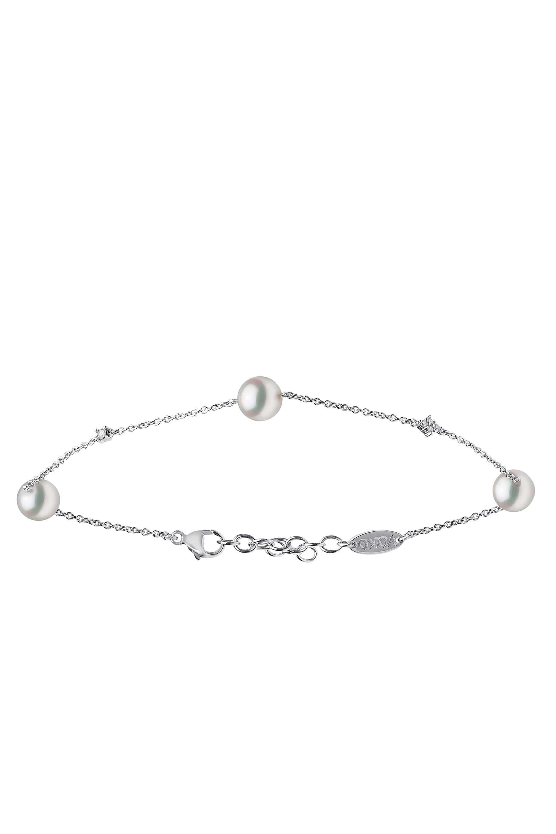 Classic Pearl And Diamond Bracelet, 18k White Gold with Akoya Pearls & Diamonds