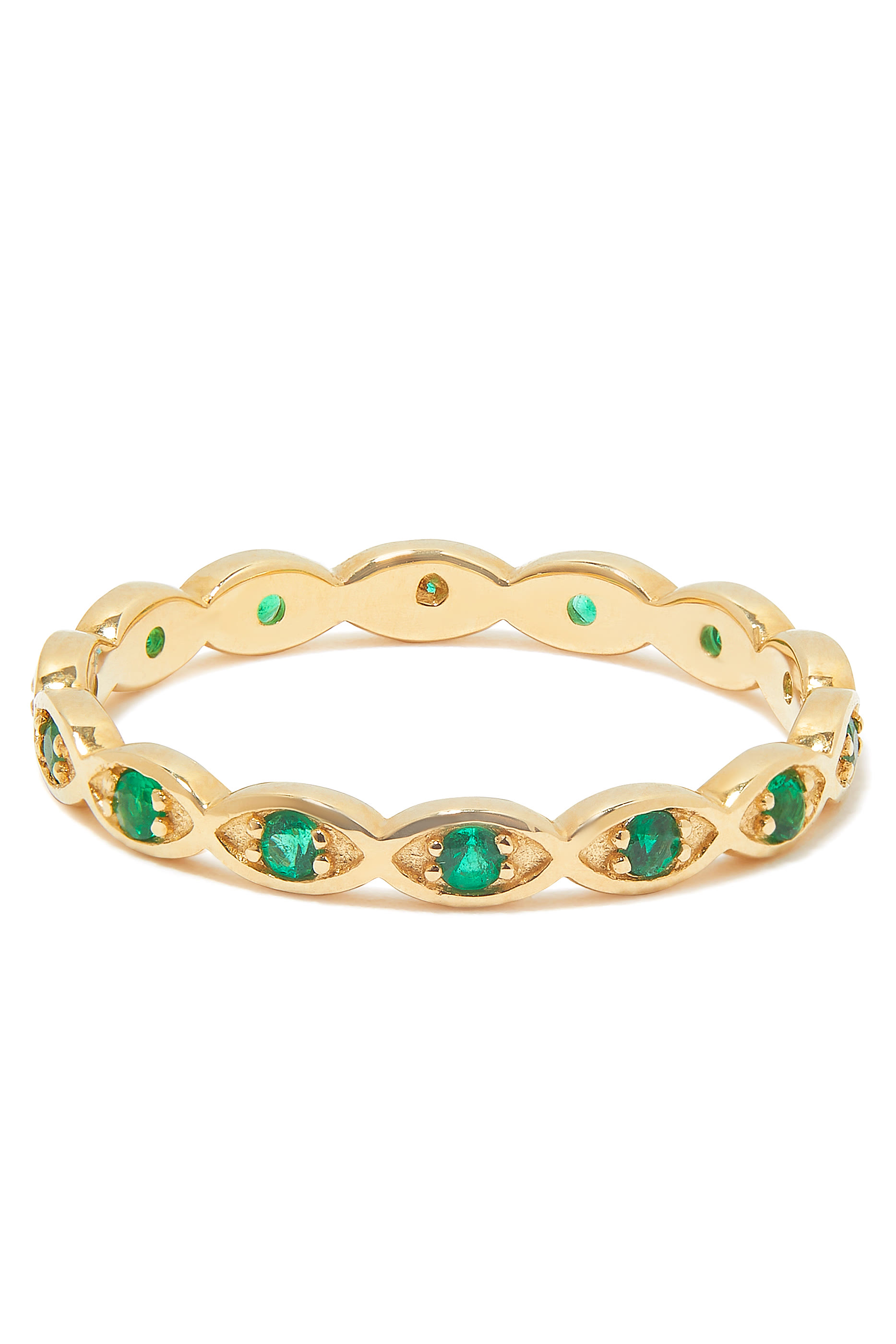 Evil Eye Eternity Band, 14k Yellow Gold & Emerald
