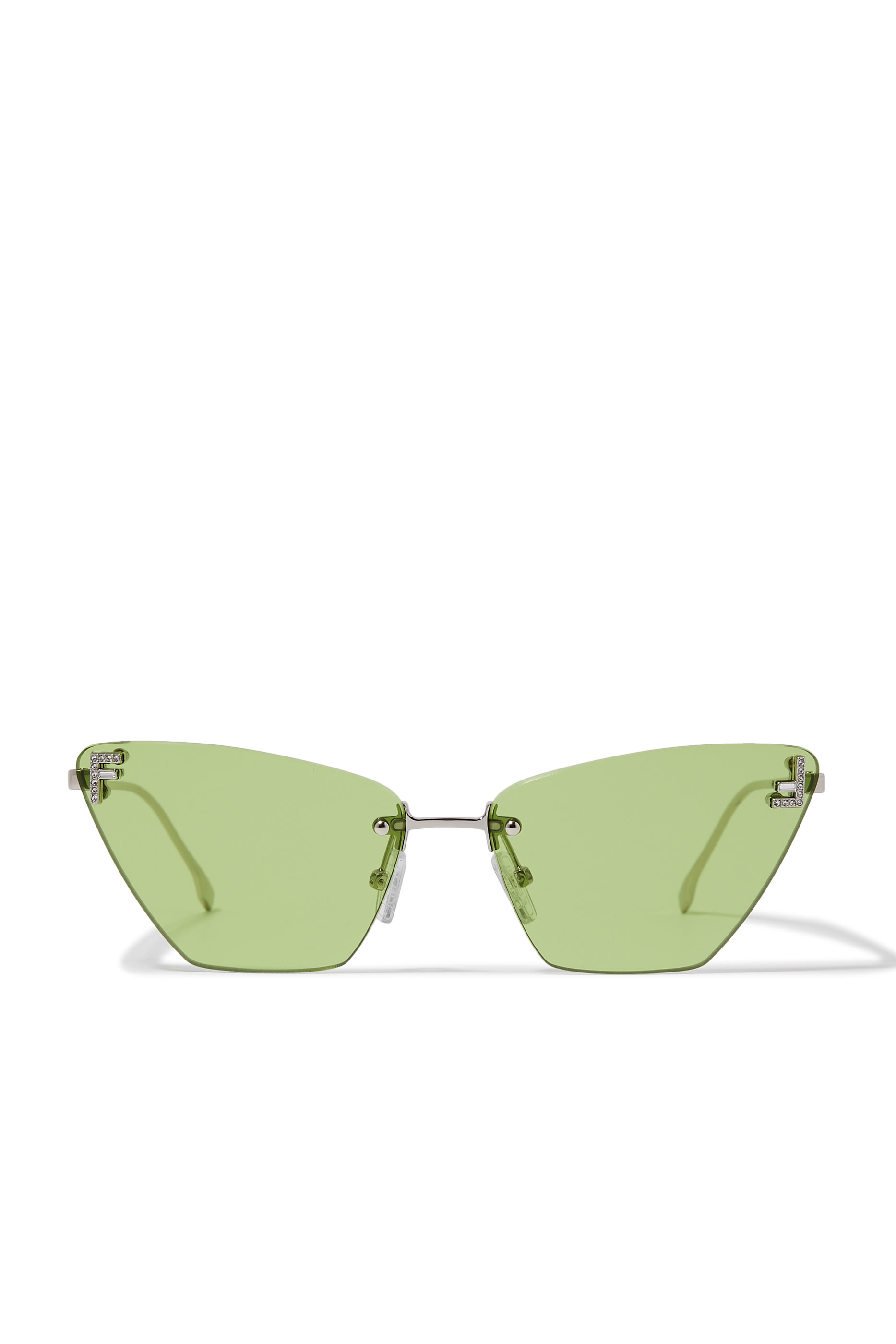 Fendi First Crystal Silver Cat Eye Sunglasses