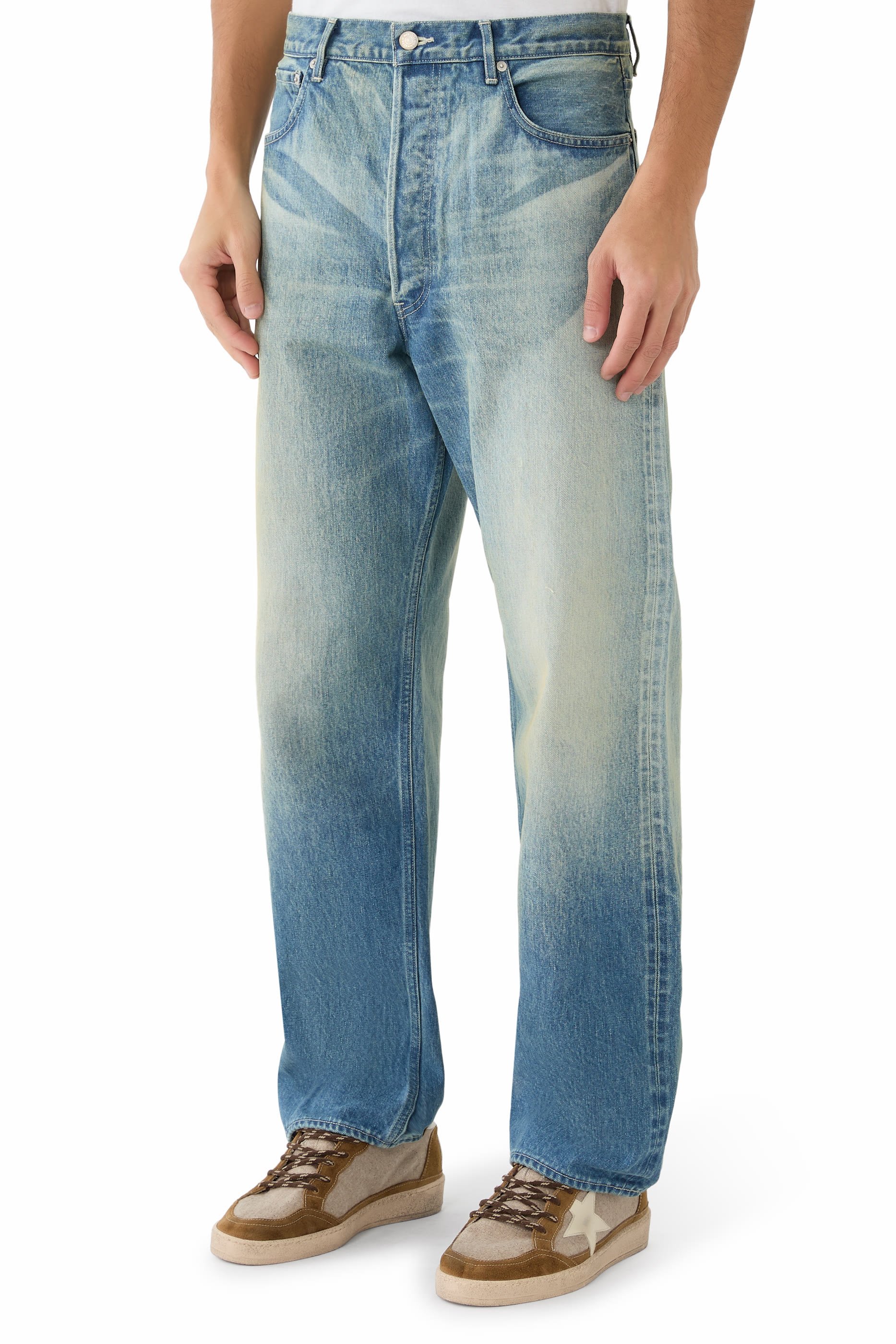  Selvedge Faded Heavy Denim Wide Pants