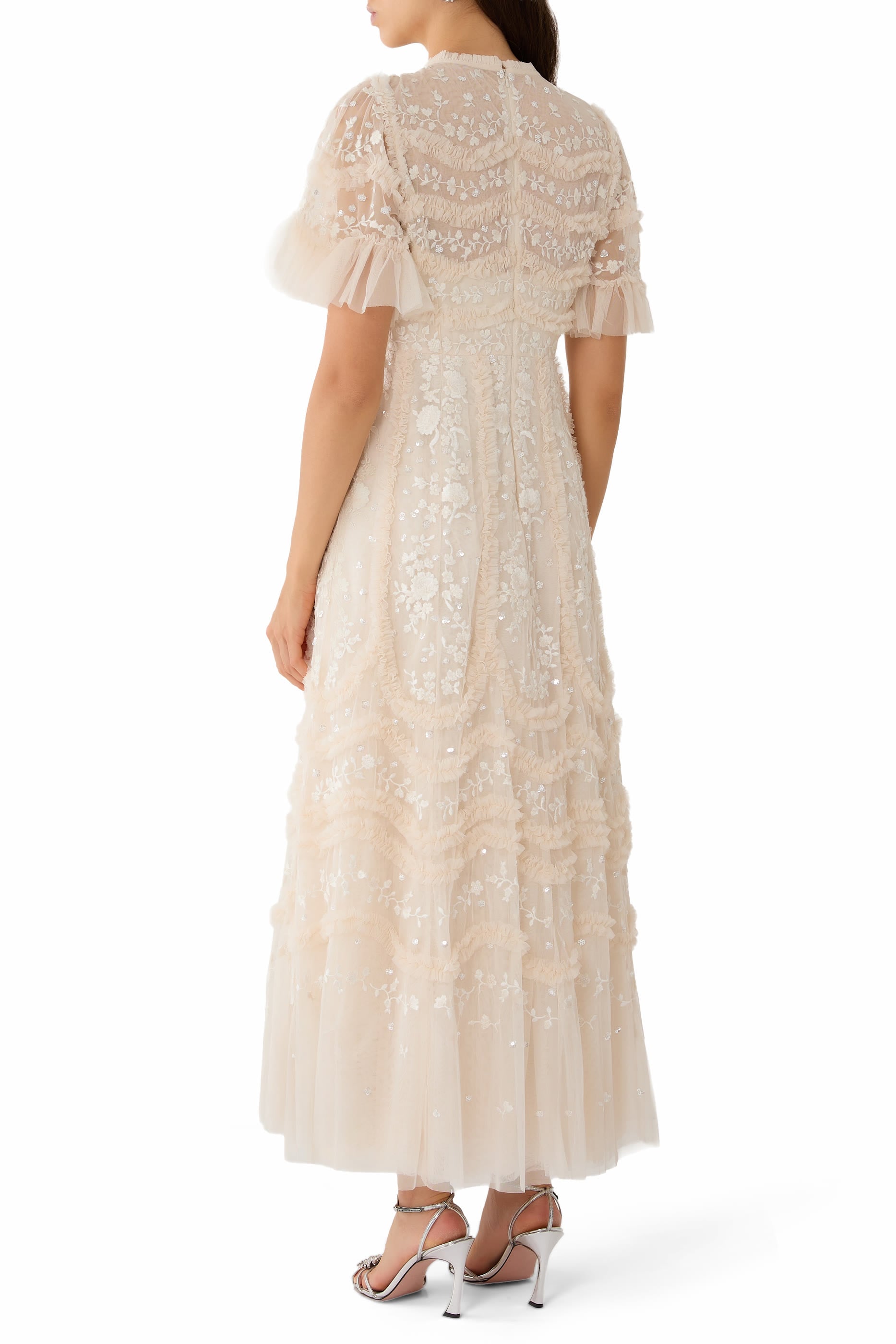 Gianna Ruffle Short Sleeve Ankle Gown