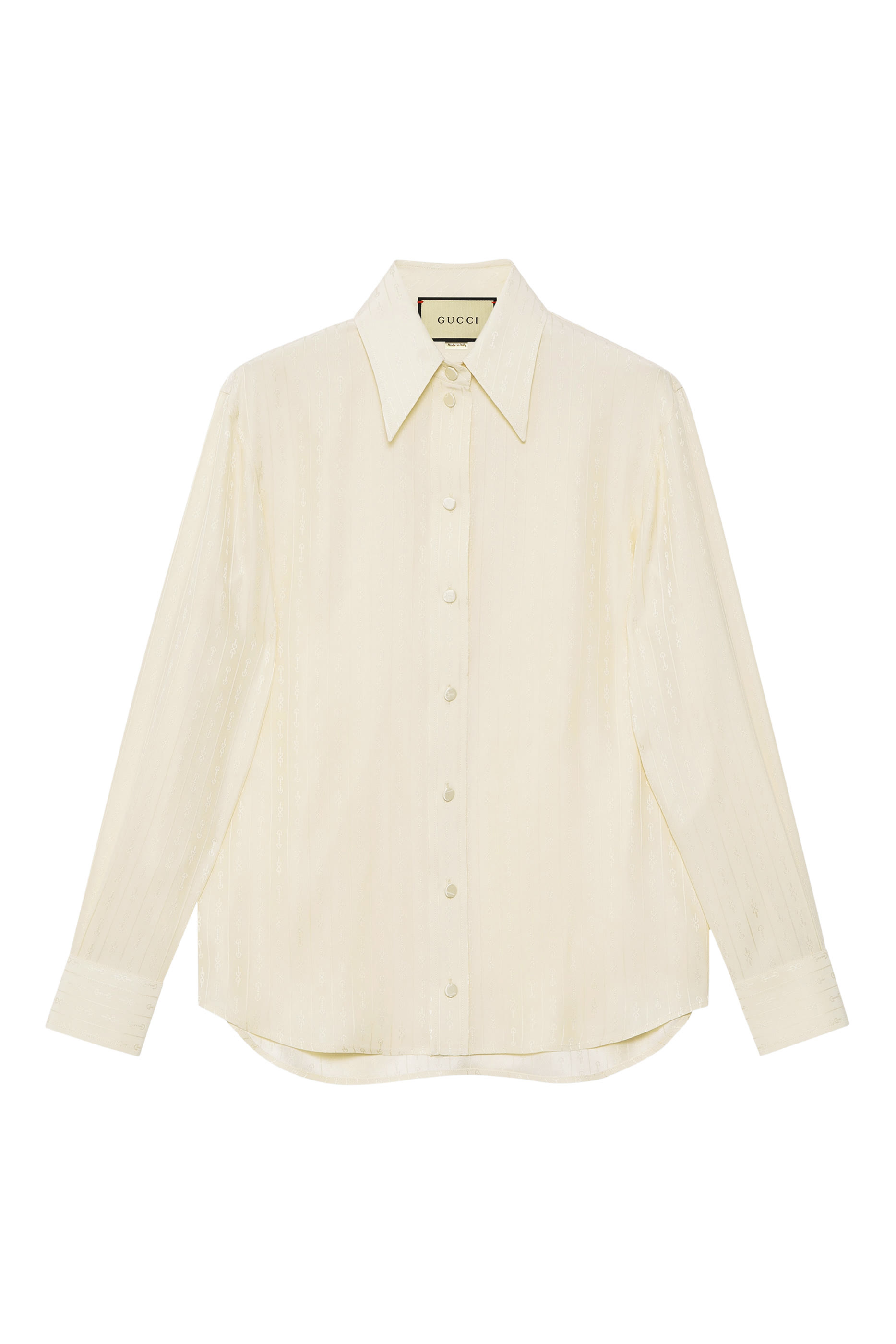 Striped Horsebit Silk Jacquard Shirt