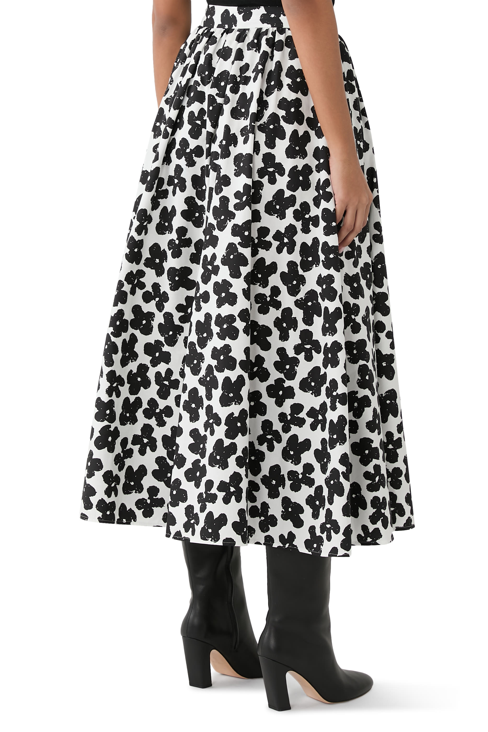 Puffy Flowers Fluid Midi Skirt