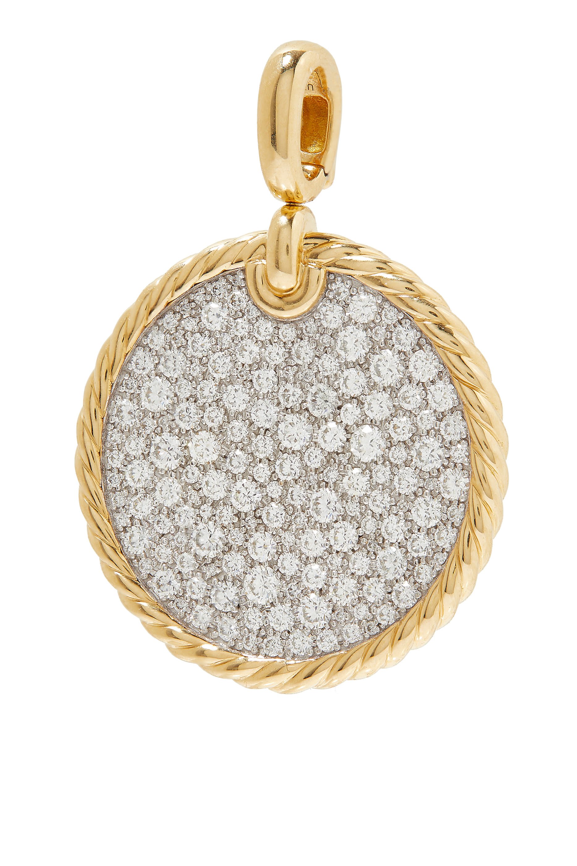 DY Elements® Disc Pendant in 18K Yellow Gold with Pavé Diamonds