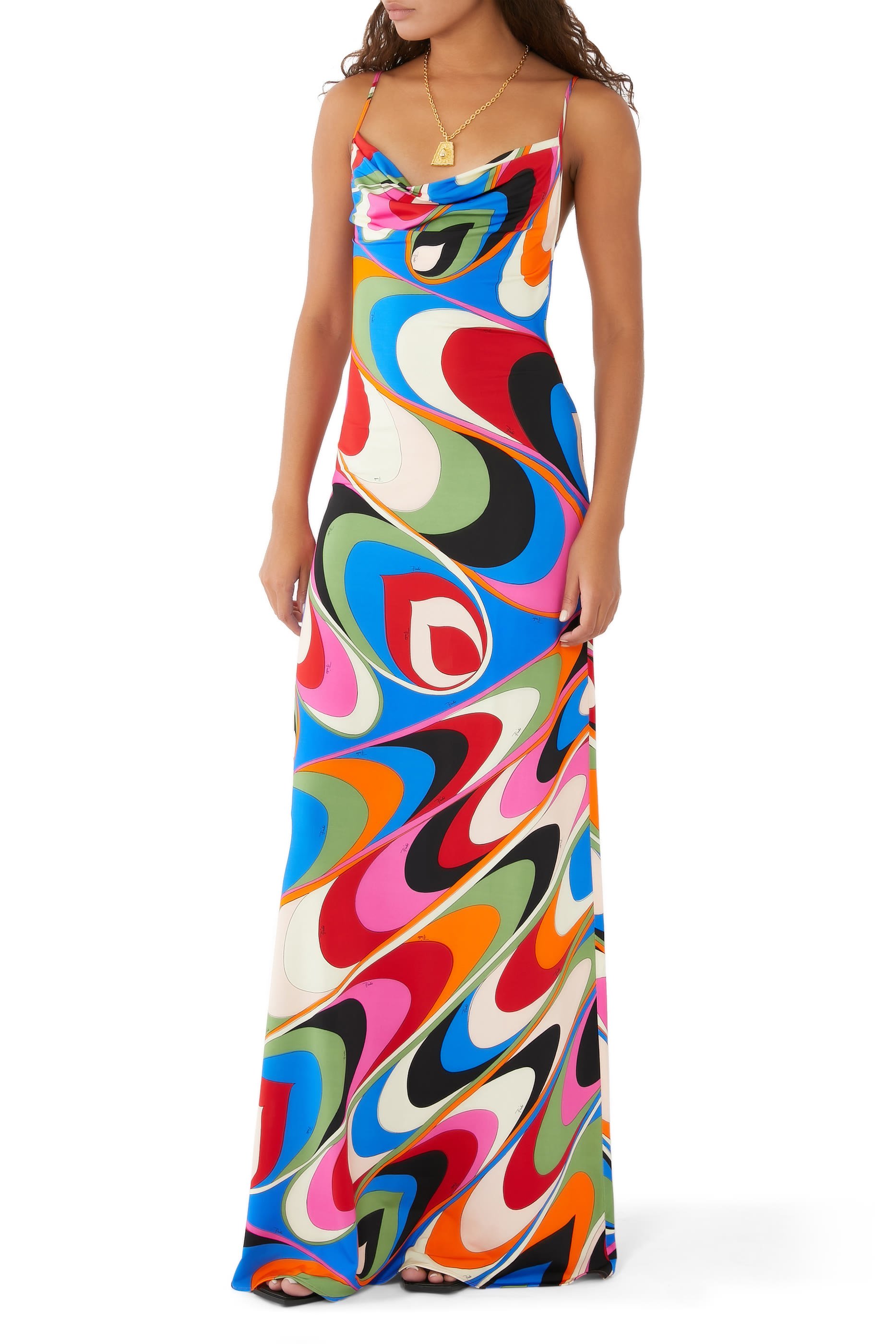 Onde-Print Long Dress