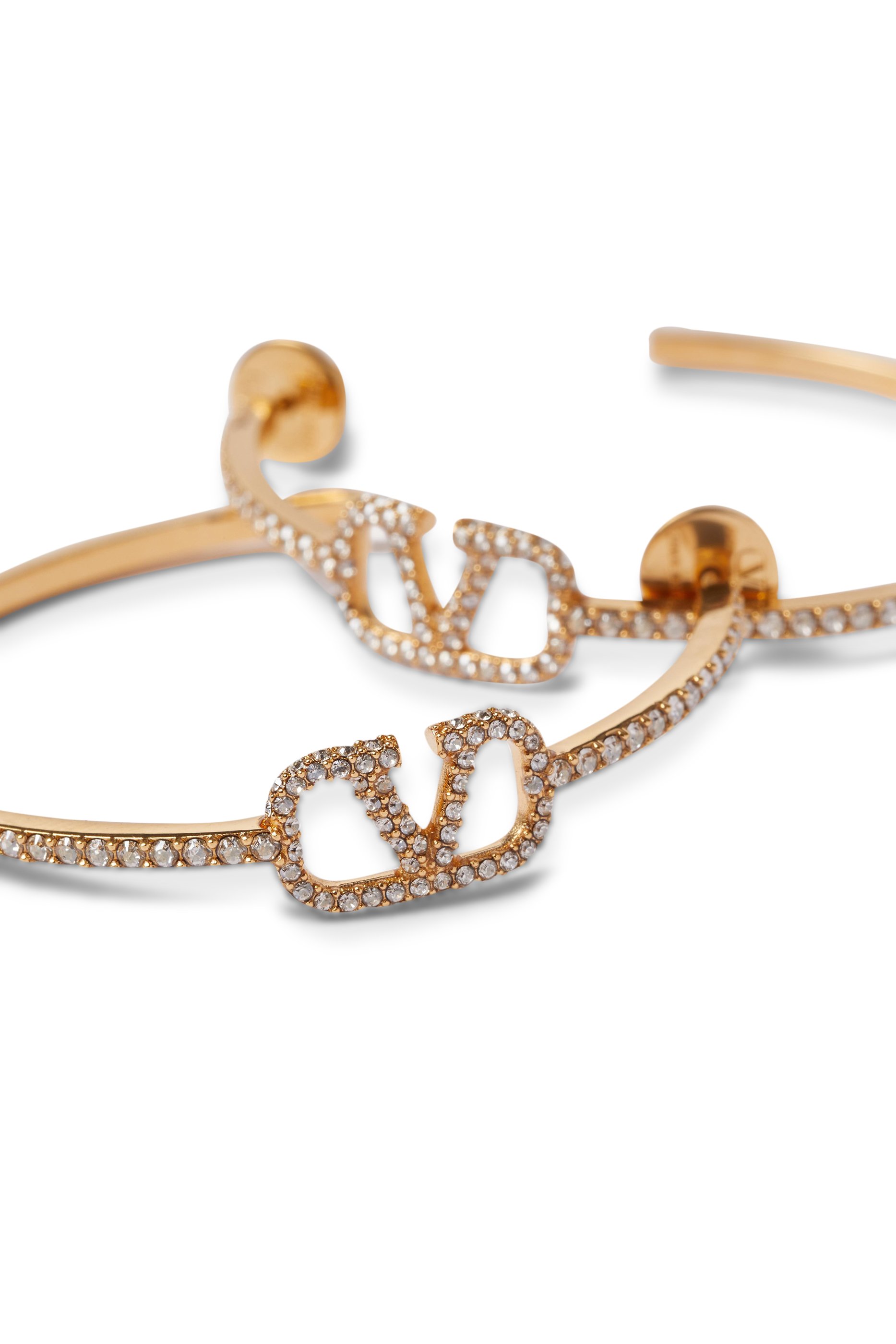 VLogo Signature Crystal Half Hoop Earrings