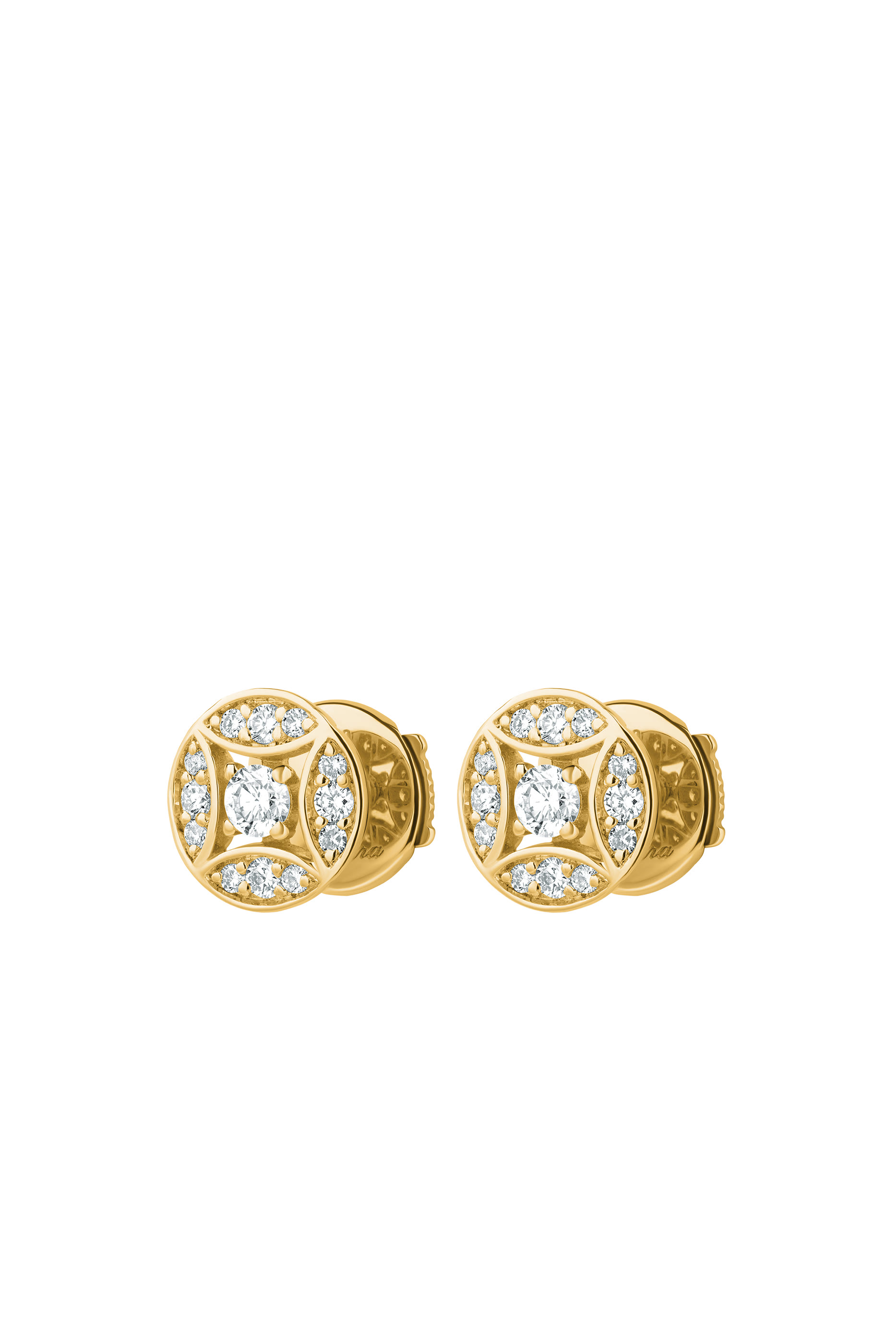 Barq Marquise Circle Stud Earrings, 18k Yellow Gold & Diamonds