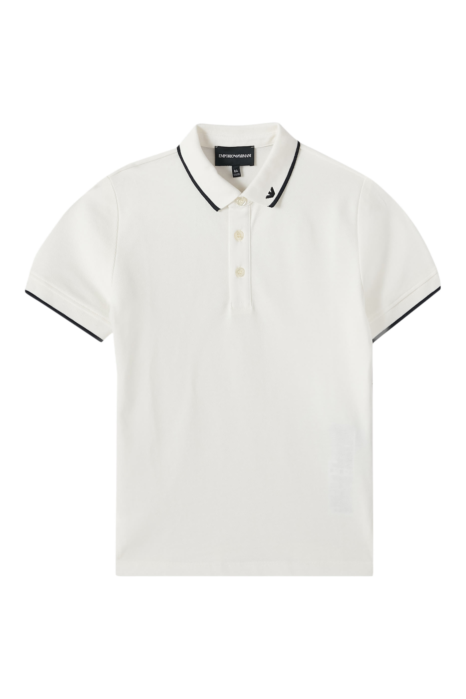 Kids Short-Sleeved Polo with Eagle Logo on Collar