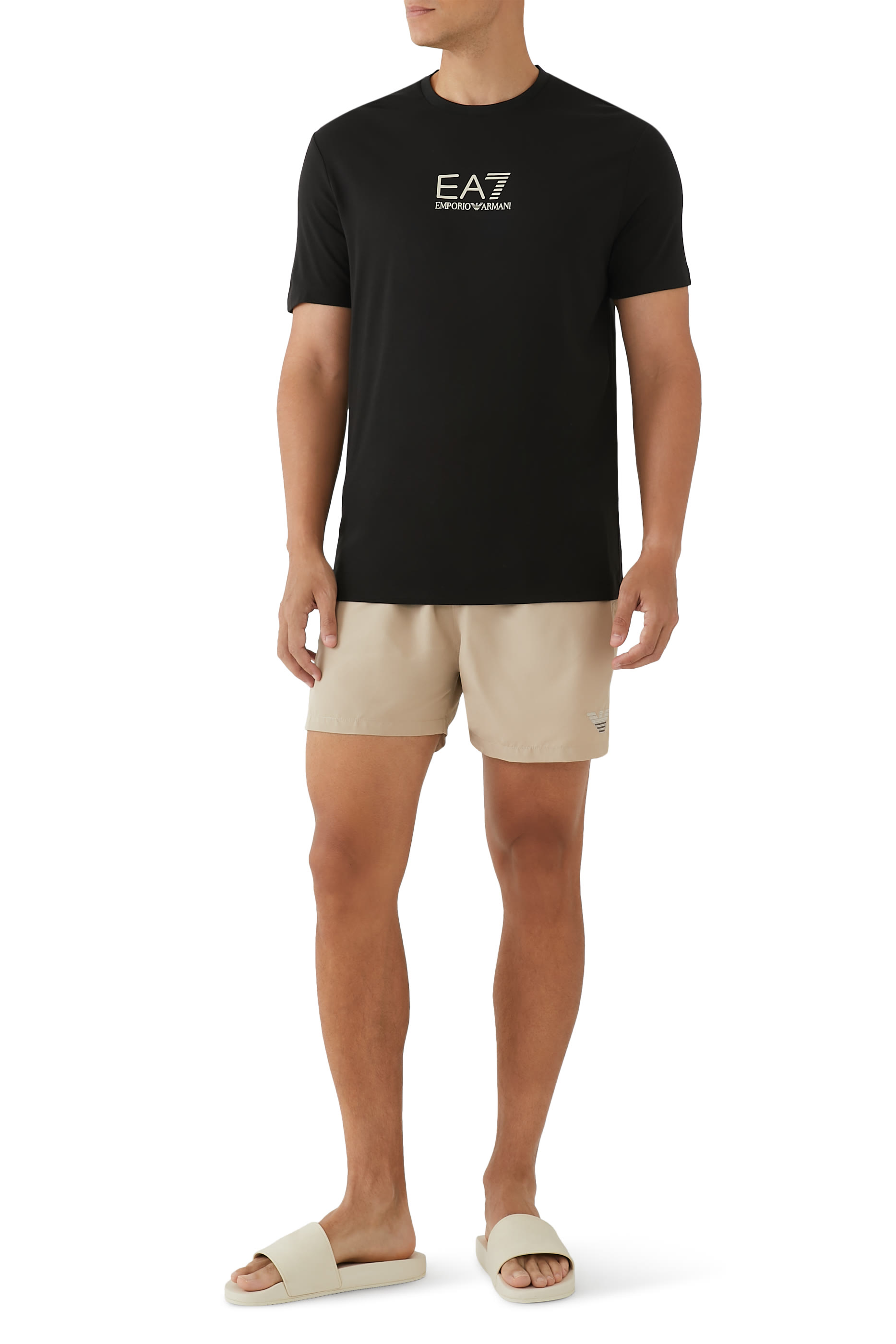 Two-Tone Eagle Embroidery Swim Shorts