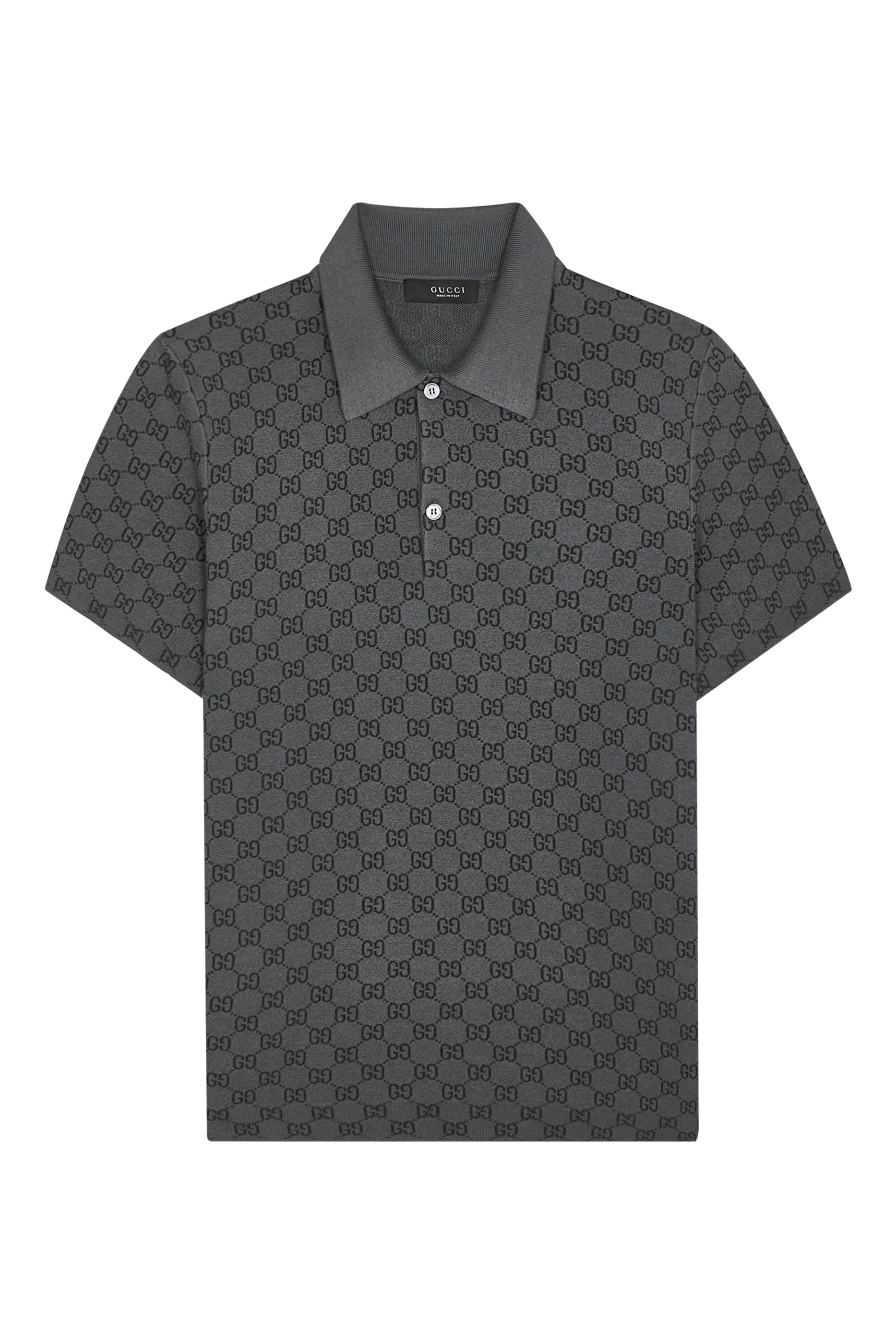 GG Wool Silk Jacquard Polo Shirt