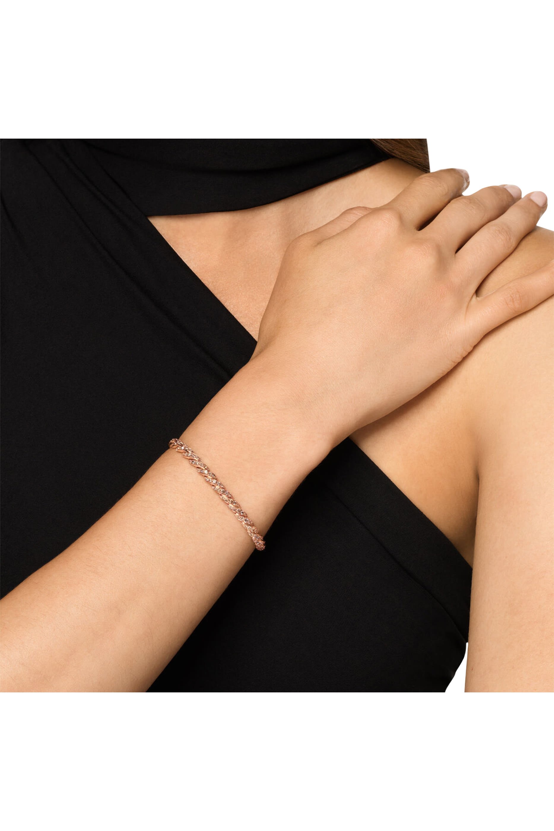  Sculpted Cable Flex Bracelet, 18K Rose Gold & Diamonds