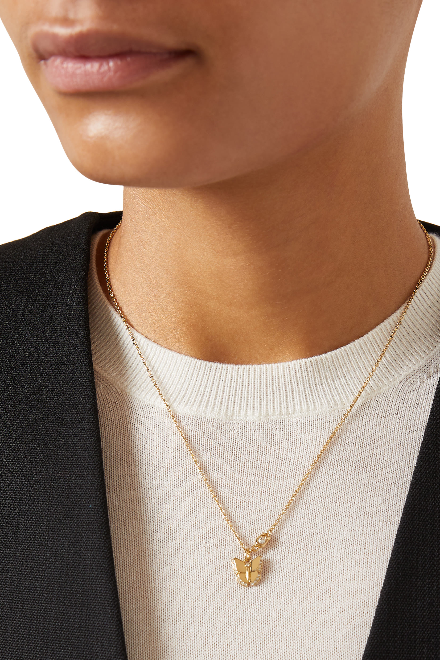 Pav&eacute; Icon Butterfly Short Pendant Necklace